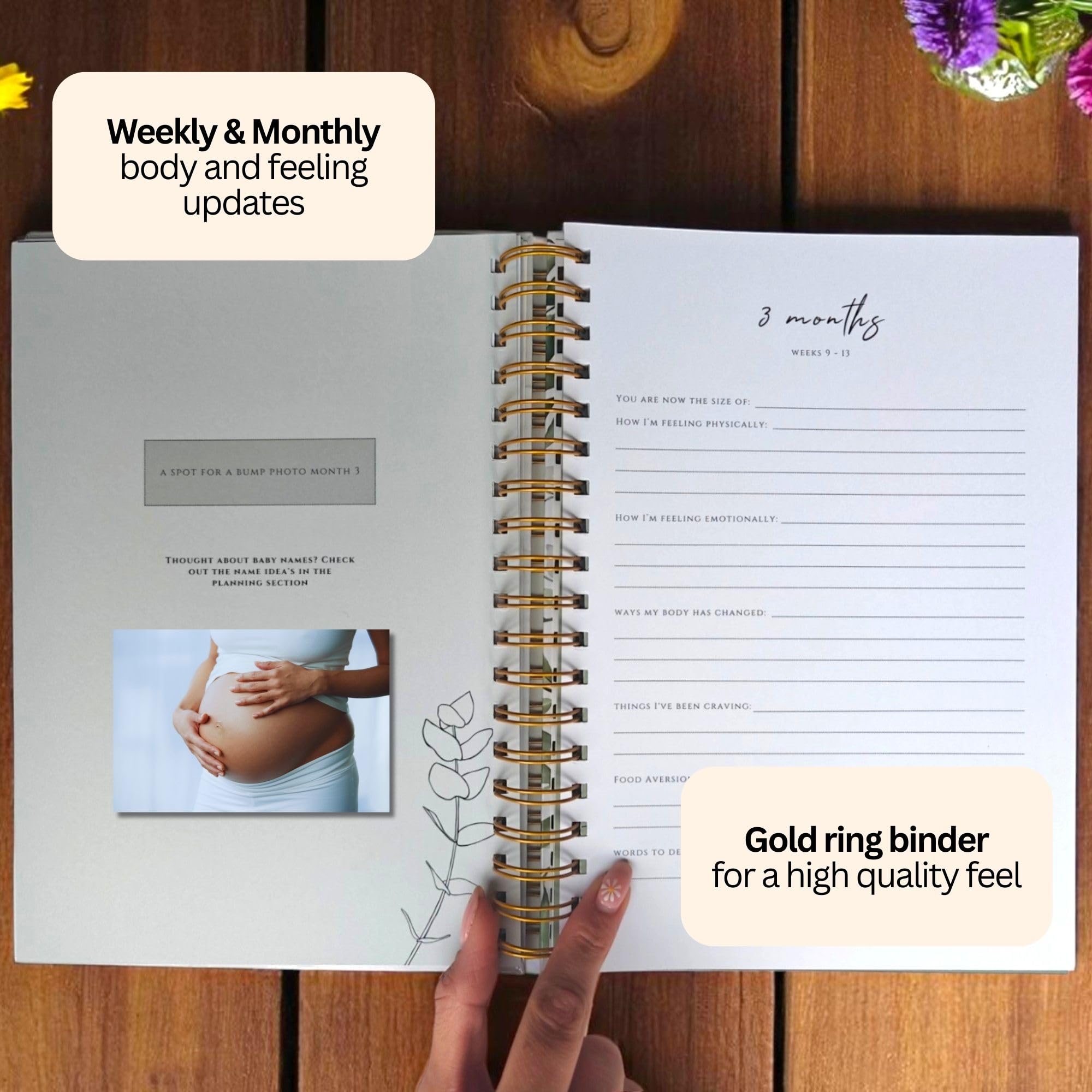 Pregnancy Journal - Hardcover Memory Book, Journal for First Time Moms Mom Diary, Ultrasound Baby Memory Album - Image 4