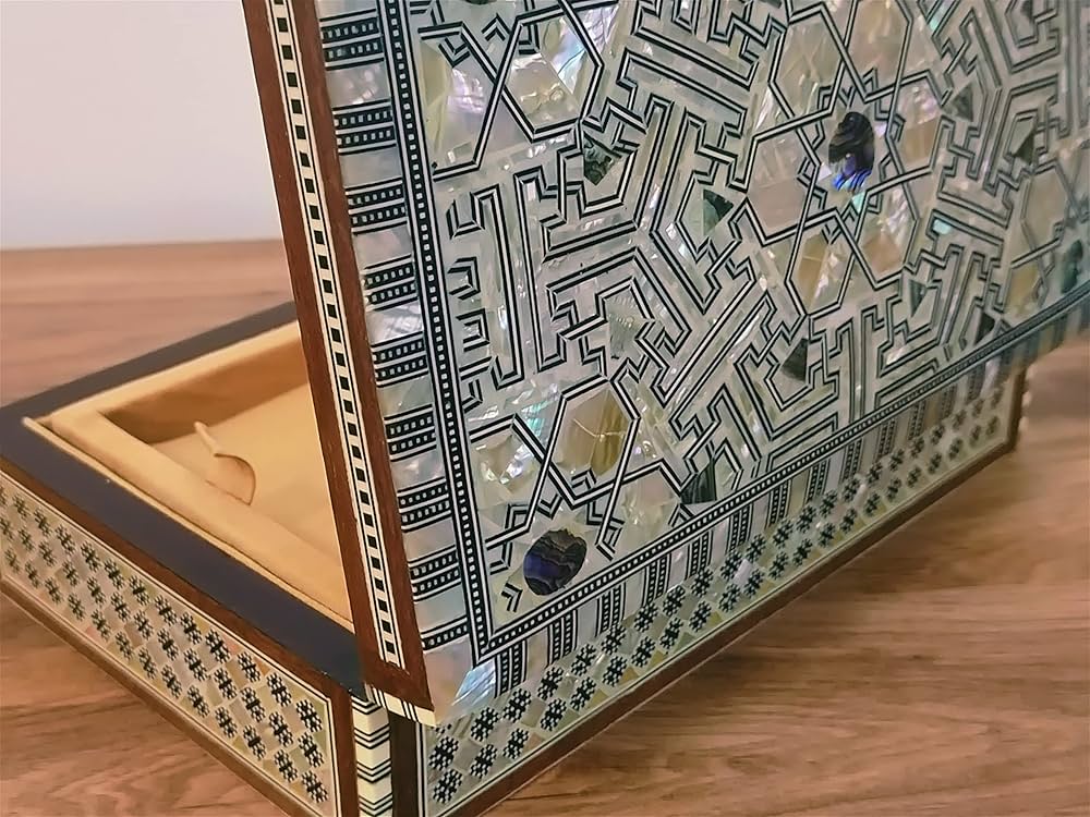 限定✨ハンドメイド木製ジュエリーボックス真珠貝象嵌 Amazon｜木製ジュエリーボックス象嵌マザーオブパールエジプト製