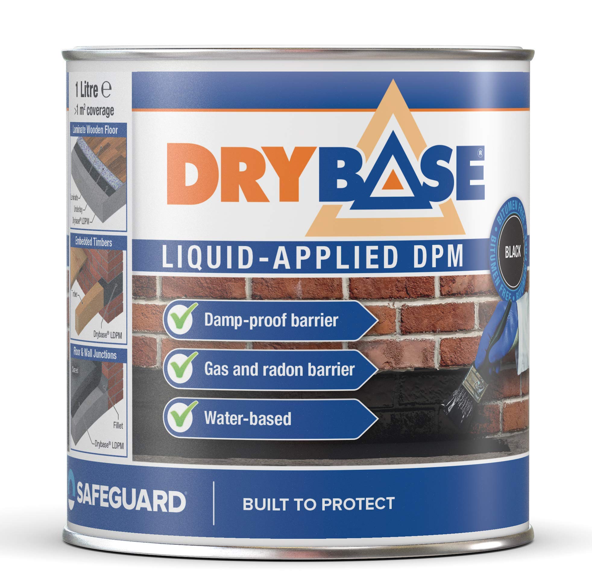 Buy Drybase 1 Litre Black Liquid Damp Proof Membrane Liquid DPM Damp