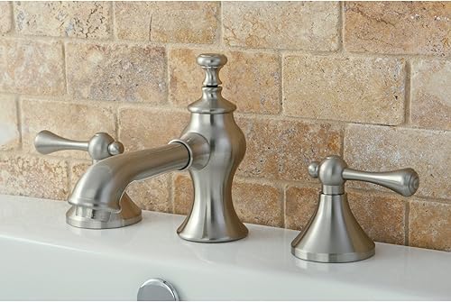 Miniatura 2 de Kingston Brass KC7068BL Grifo de lavabo generalizado con ventana emergente de latón, alcance de boquilla de 5-5/8 pulgadas, níquel cepillado
