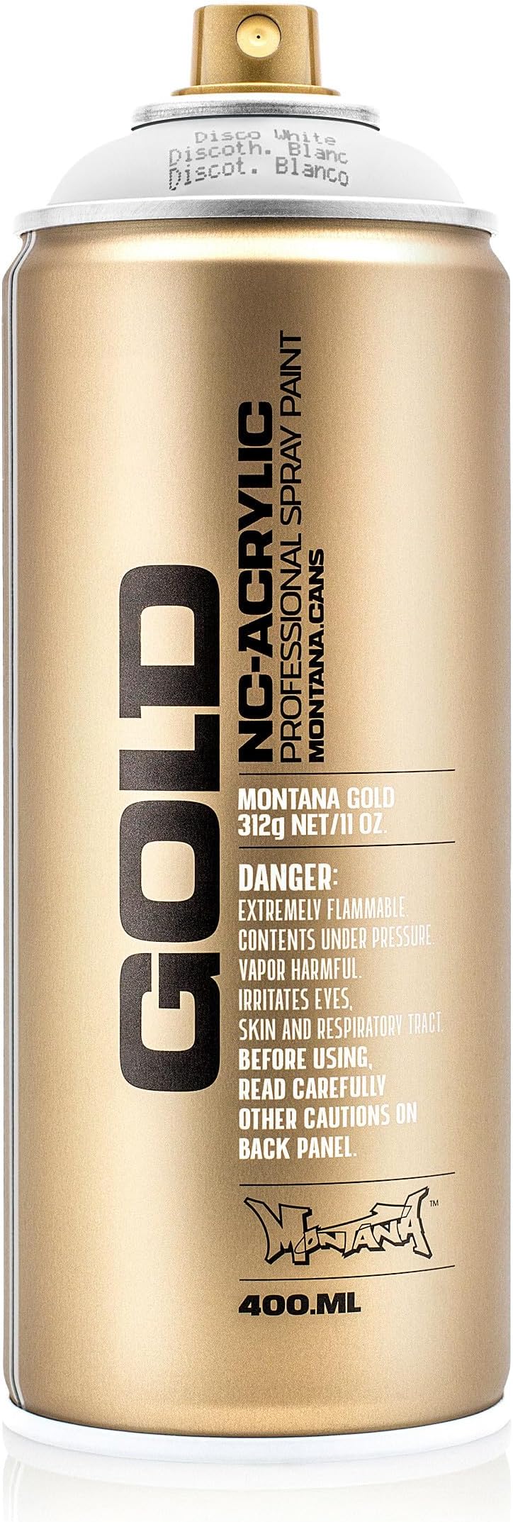 Montana Cans Disco White (Fluoro) Acrylic Spray Paint, 400ml