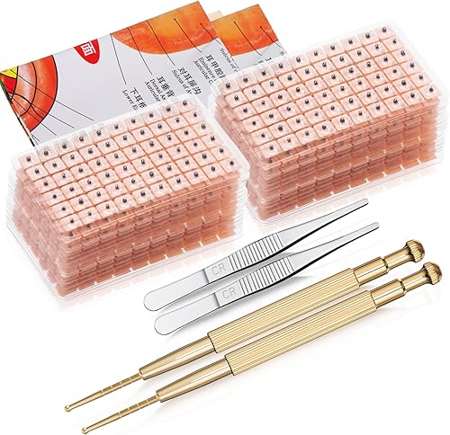 Kit de semillas de oreja de acupuntura, 1200 piezas, herramientas de acupresión desechables para prensar las orejas con sonda de tabla de puntos de