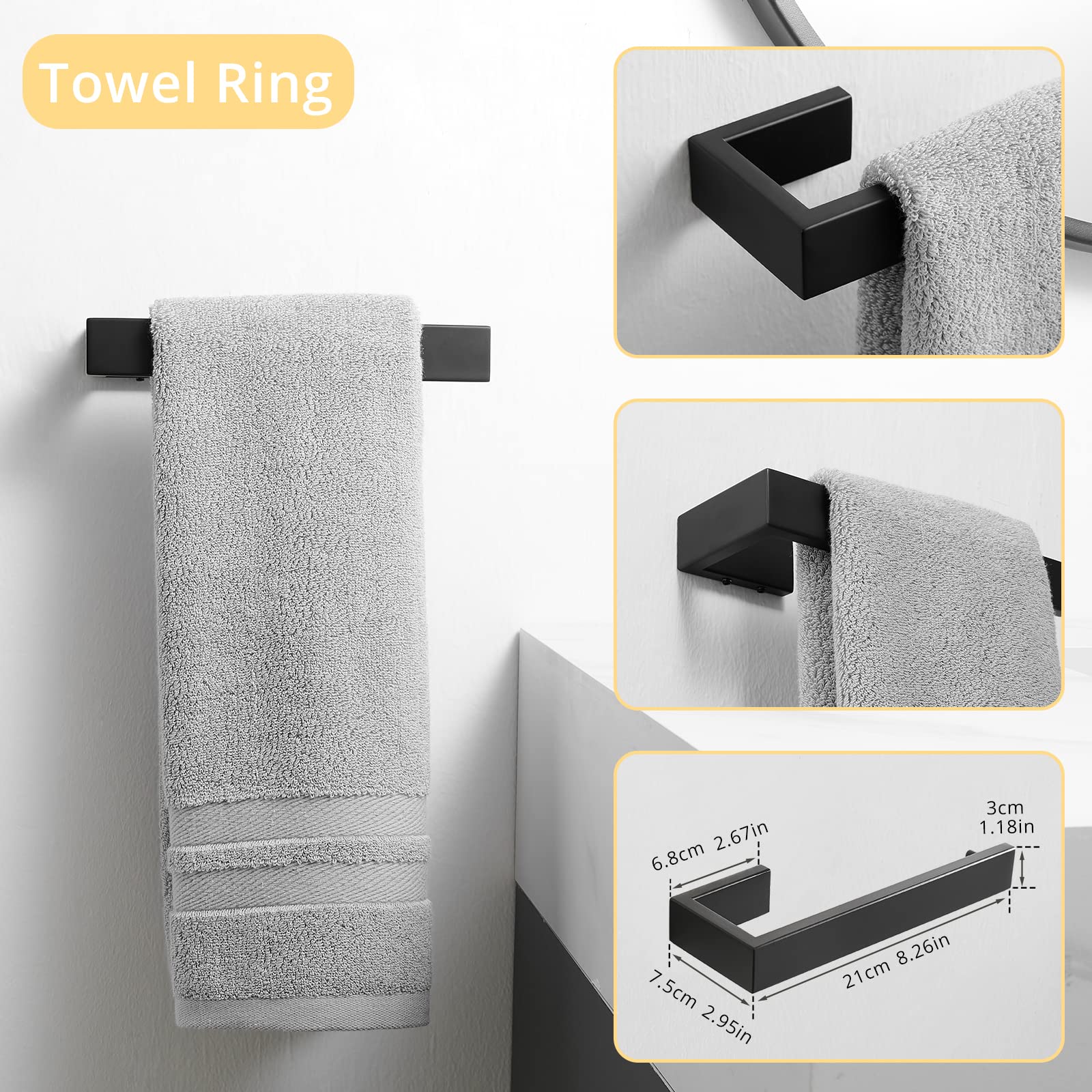 Fapully 6-teiliges Badezimmer-Set Aus Edelstahl – Handtuchstange, Halter & Haken In Gebürstetem Nickel