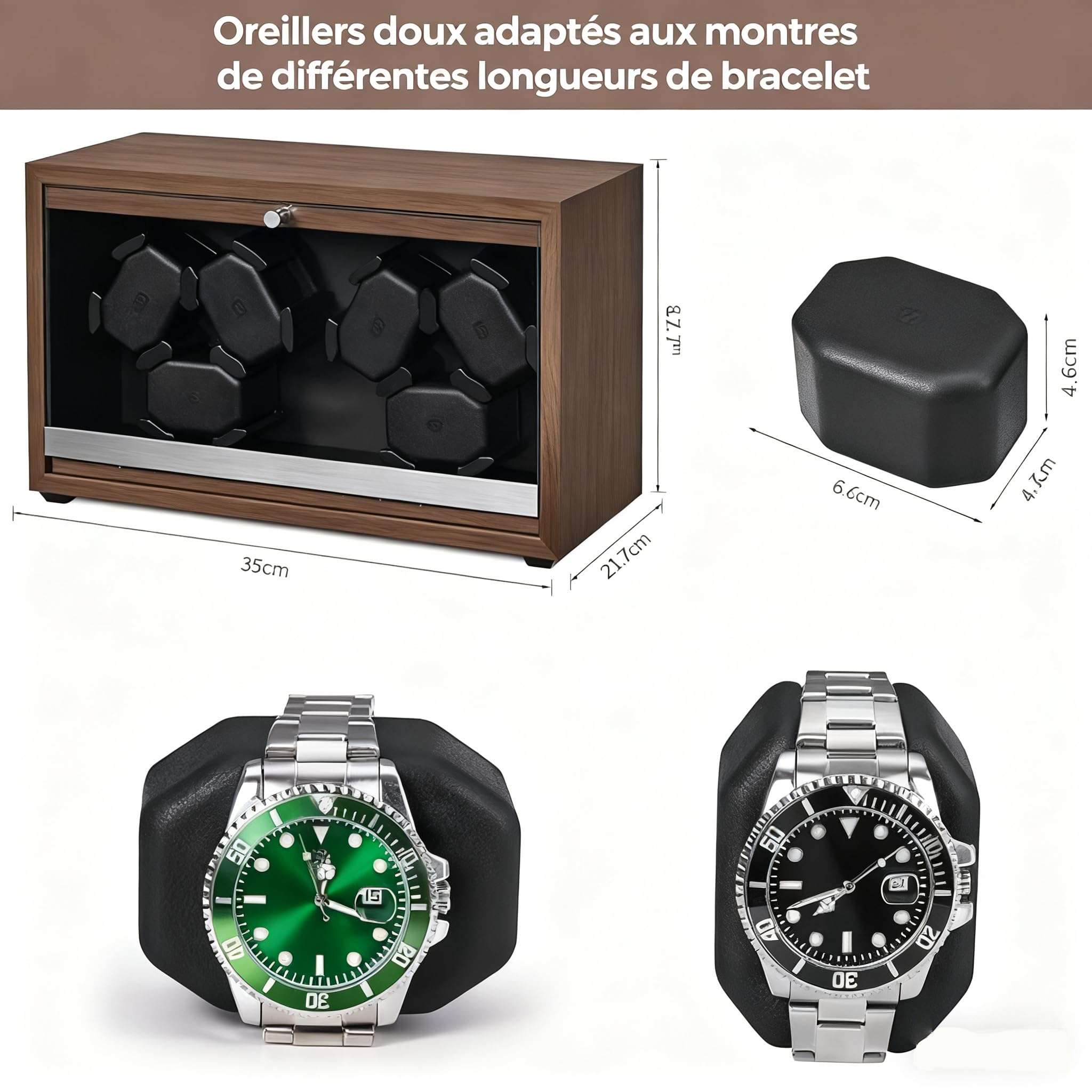 ANWBROAD Remontoir 6 Montres Spinner avec LED et Moteur Mabuchi Super Silencieux - 4 Modes de Rotation, Boîte de Remontoir Cadeau JWW003A