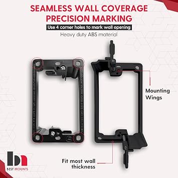1 Pack Wall Plate Cable Pass Through with Bracket - In Wall Cable Management Kit - Recessed Cable Wall Plate Pair with Single Gang Low Voltage Mounting Bracket - Decorator Cover for Low Voltage Cables