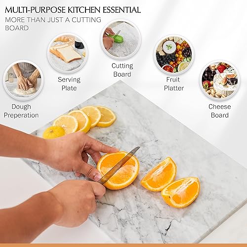 Miniatura 2 de Kitchen Marble Stone Cutting Board - Marble Cutting & Charcuterie Board of 16 x 12 x 0.6 Inches, Non Slip Scratch Resistant Pastry Tray, Rectangular