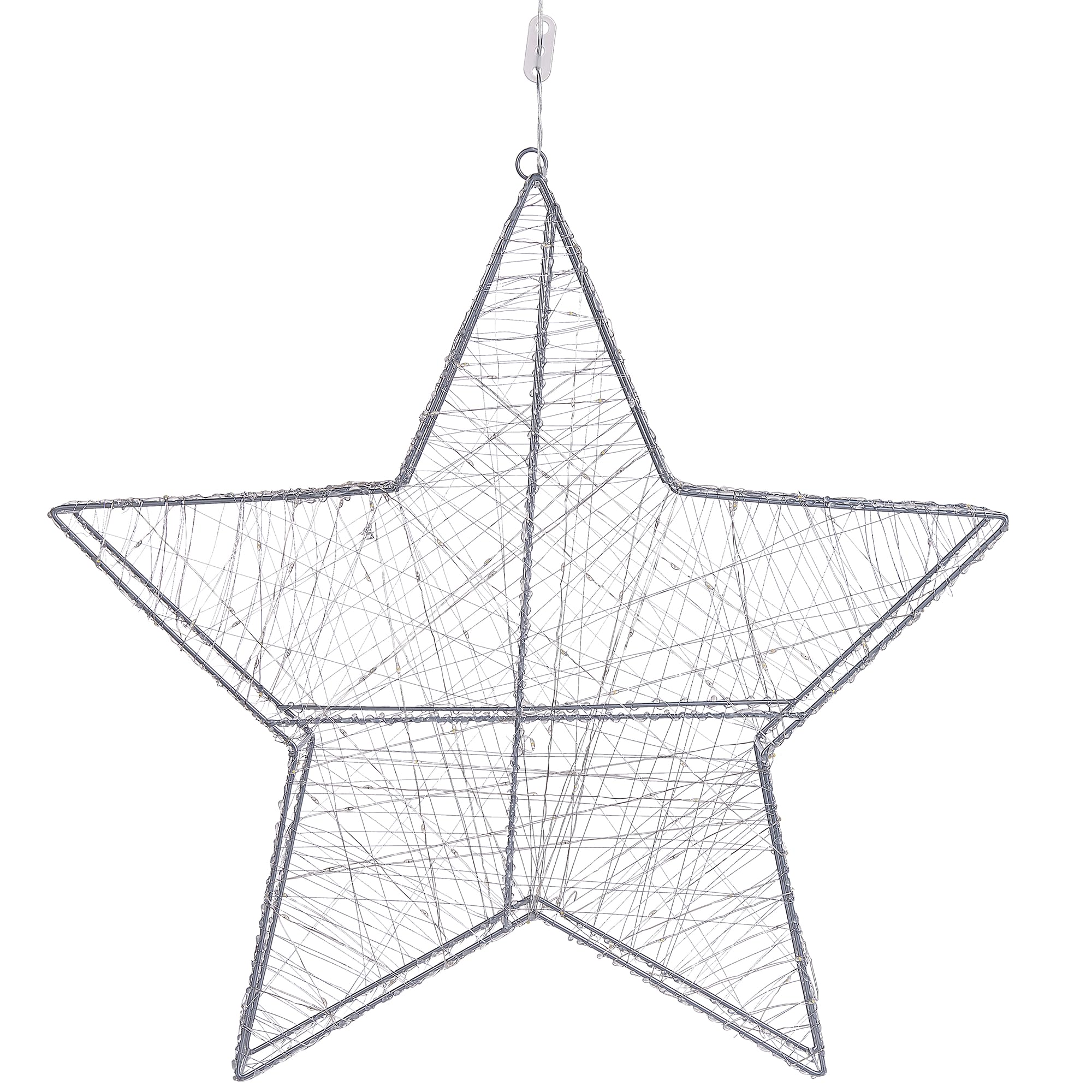 Beliani Étoile de Noël Décorative Suspendue LED 58 cm en Acier Argenté Kurula