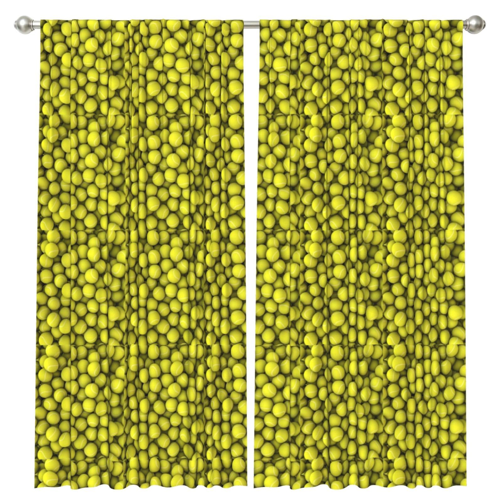 InOmak Tennis Balls, 2 Panels Window Curtains 52 x 84 Inch Blackout Curtains for Living Room Bedroom
