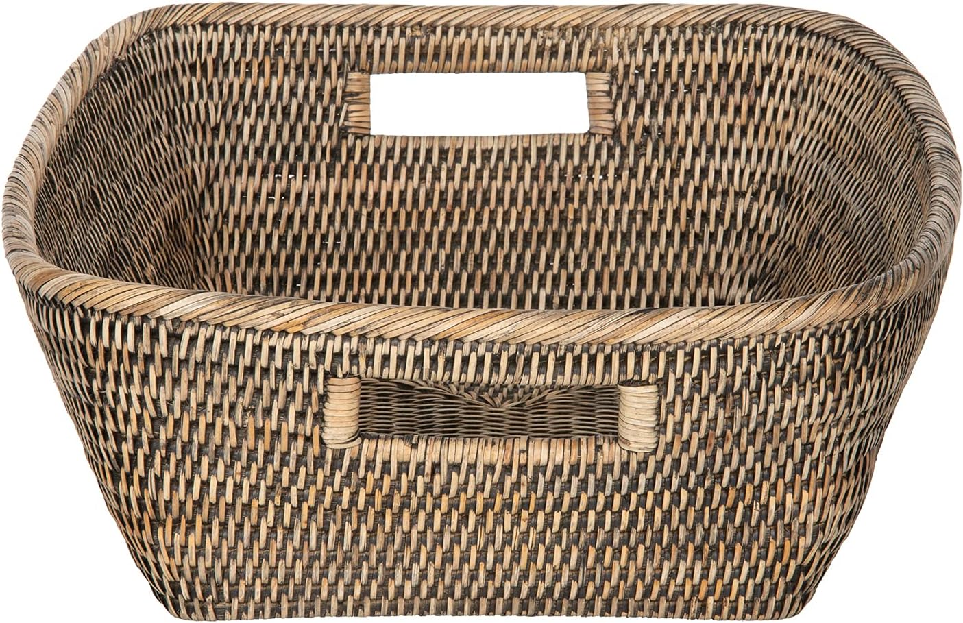 La Jolla Oblong Rattan Storage and Shelf Basket Black Wash