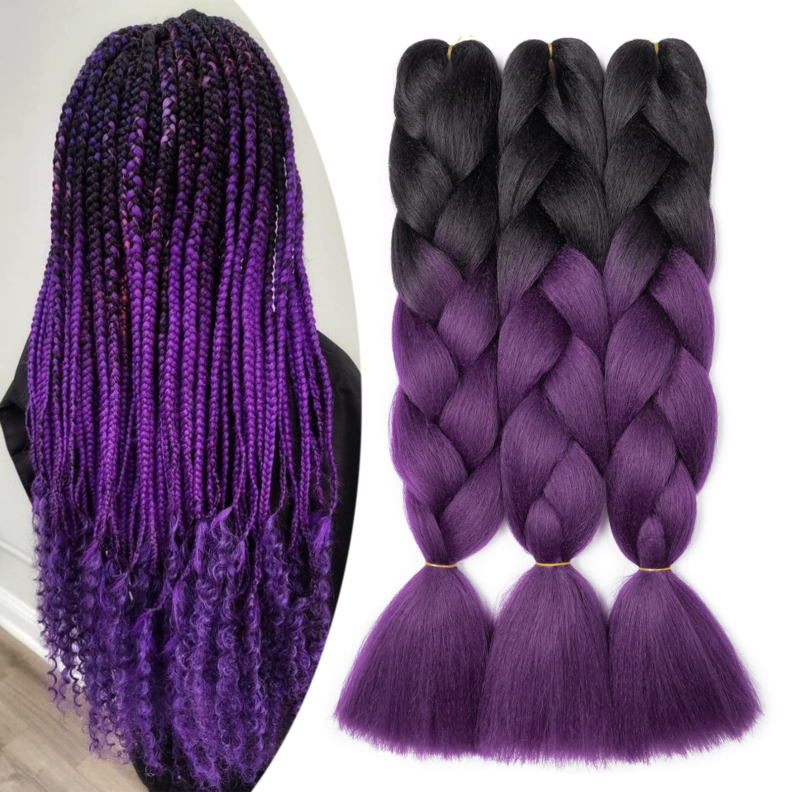 60cm Extensiones de Pelo Trenzas Africanas Castaño Oscuro Extensiones para Trenzas Africanas 1 pcs 100g Kanekalon Pelo para Trenzas Africanas Sintetico Extensiones de Trenzado Cabello Braiding — view 63