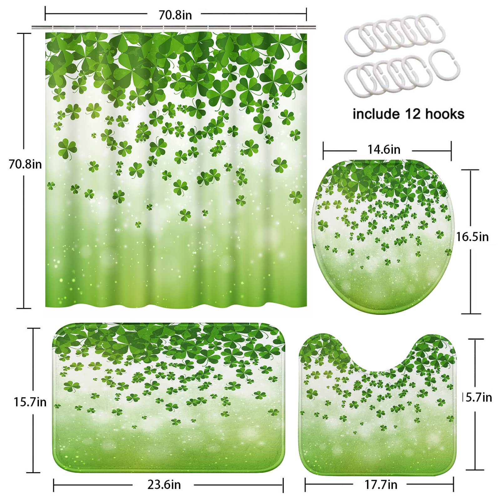 Tititex Duschvorhang – Happy St. Patrick’s Day Motiv, 178x178 Cm, Wasserdicht & Mit Haken