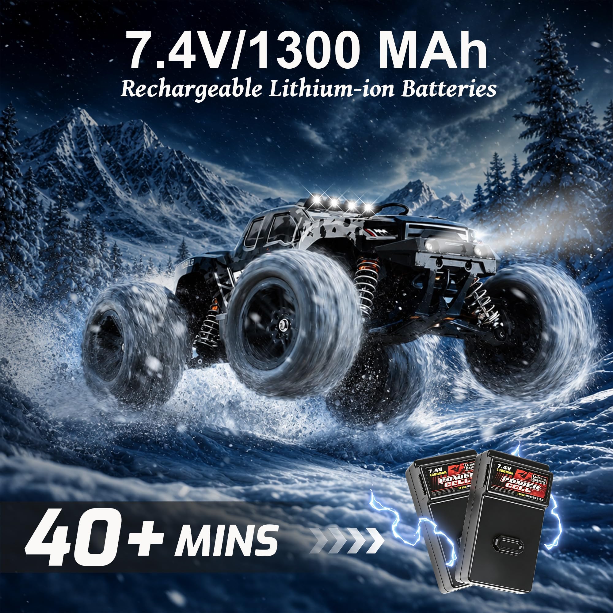 Ferngesteuertes Auto Erwachsene & Jungen - 1:14 All Terrain RC Auto 40+km/h | 4WD Offroad RC Truck 2.4Ghz RC Car mit Metallantriebsstrang 2 Wiederaufladbaren 1300mAh Hochleistungsakku, Zwei Reifensätze