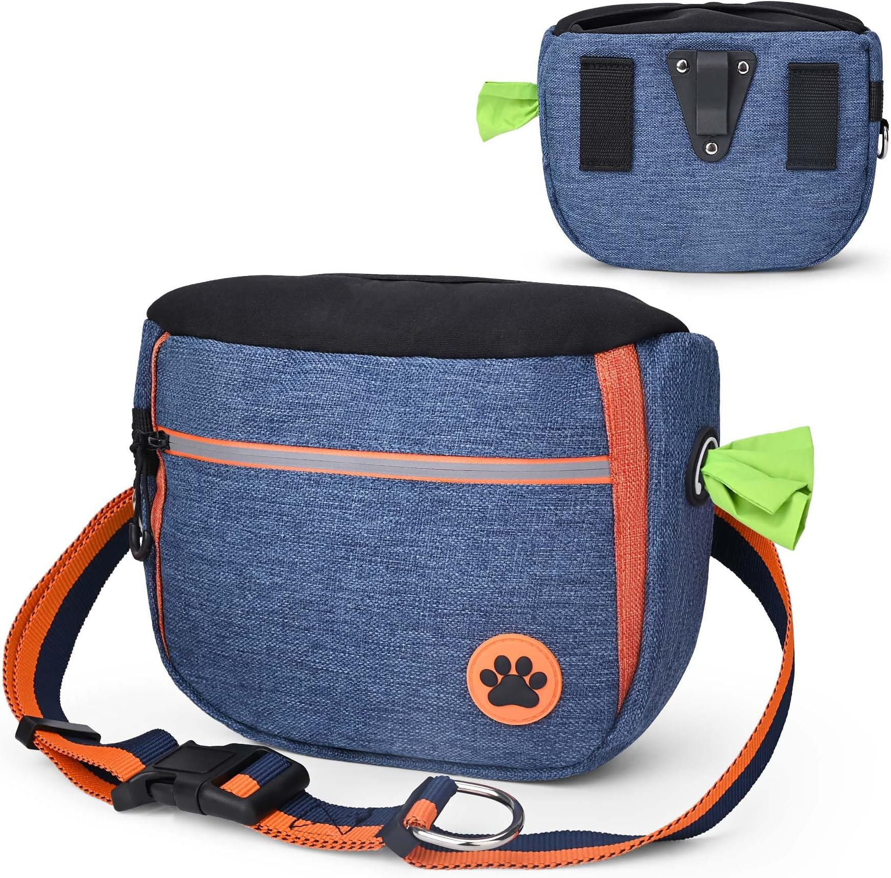 Dog Training Treat Pouch Waist Bag With Poop Bag Dispenser (Blue