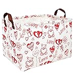 ASKETAM Valentine\'s Day Basket Gift for Empty Cute Heart Large Storage Bin for Kid and Baby Room Dcor (Bear Love)