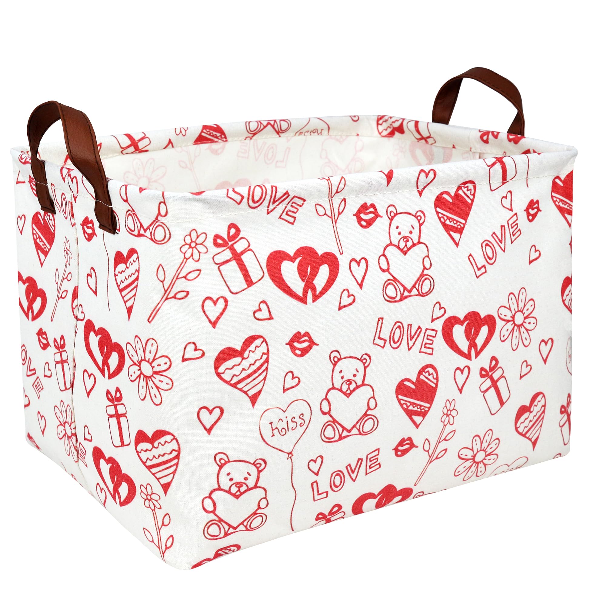 Valentine's Day Basket Gift for Empty Cute Heart Large Storage Bin for Kid and Baby Room Décor (Bear Love)
