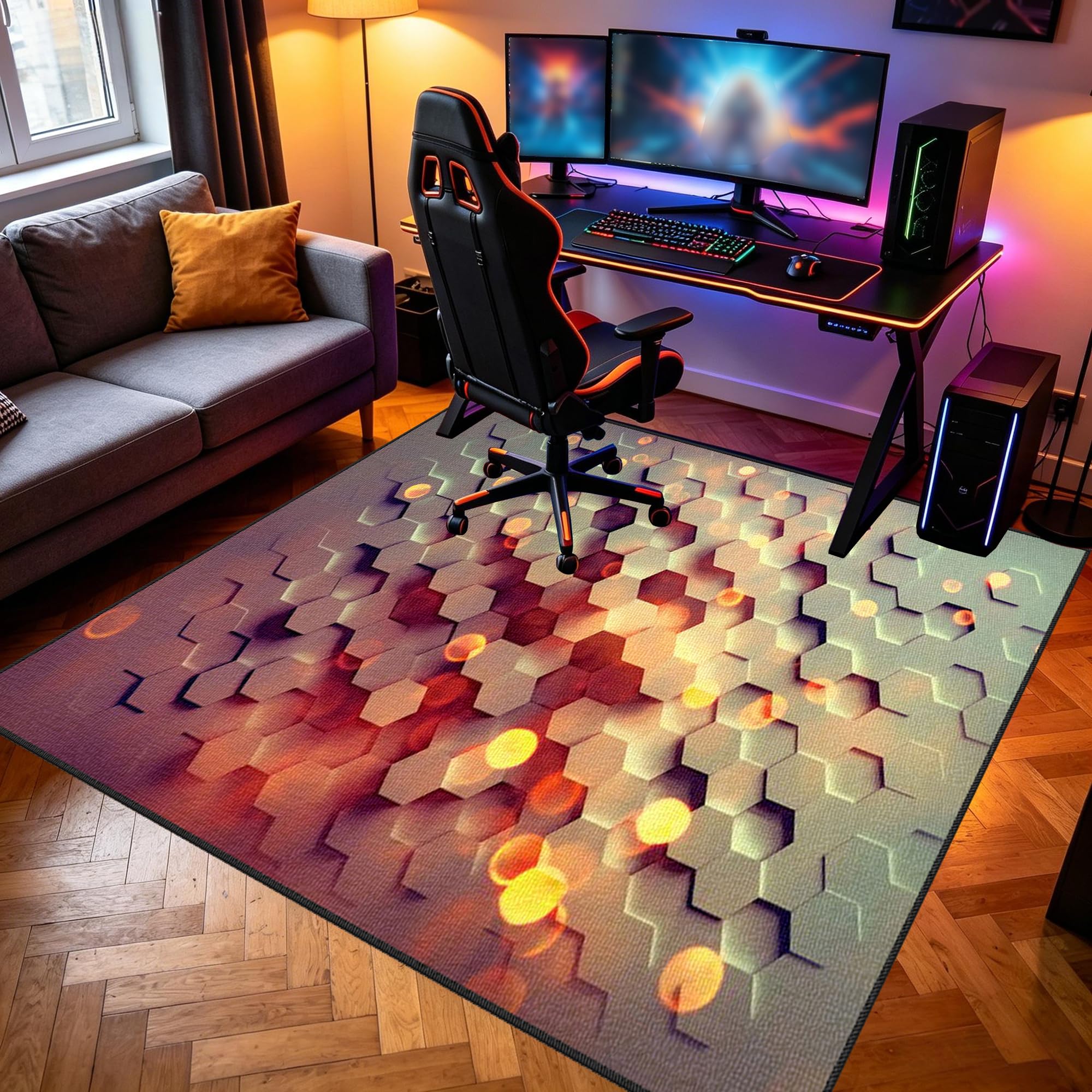 Dywanik dla graczy, antypoślizgowa mata podłogowa, 150 x 170 cm, mata ochronna na podłogę, do pokoju gamingowego, do obszaru zabaw, podkładka pod krzesło komputerowe, podkładka pod krzesło