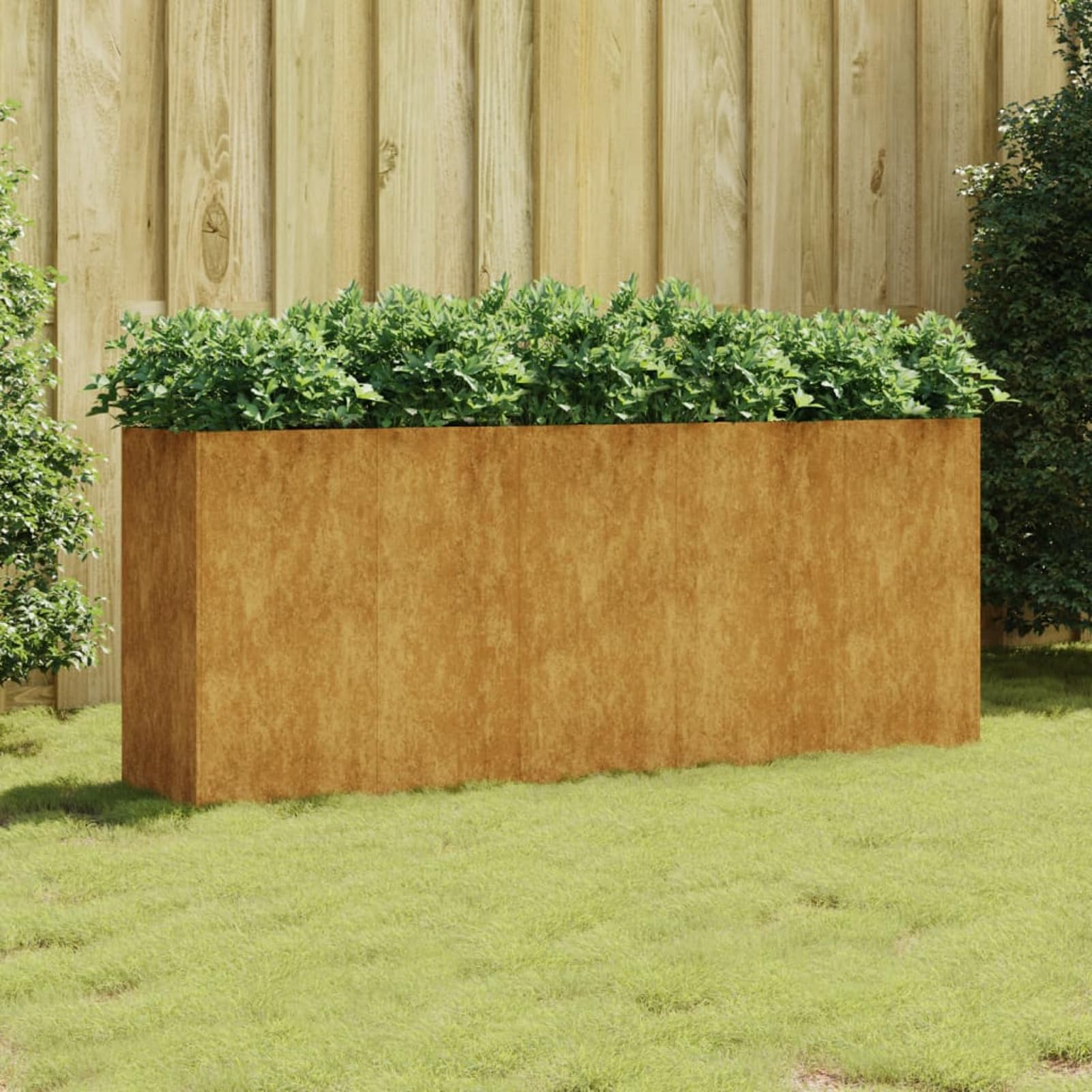 Gecheer Fioriera da giardino, vaso rialzato in acciaio corten 200x40x80 cm, per balcone patio giardino, arredo esterno