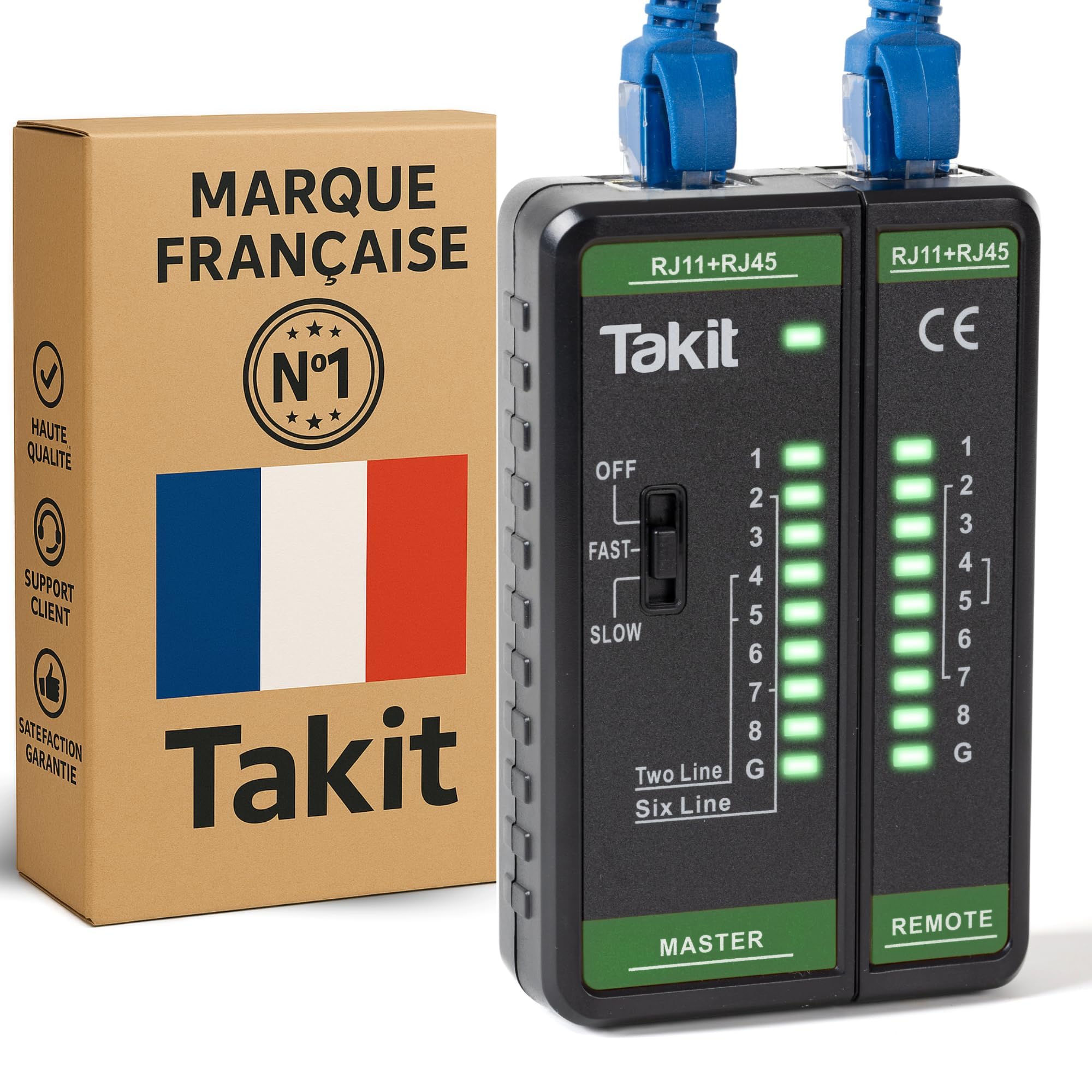 NF 468CS Netzwerkkabeltester RJ45/RJ11/CAT5/CAT6/CAT5E/CAT6A/CAT7/POE Test UTP/STP, LAN Kabeltester, Netzwerk Ethernet Kabel Mapper, Durchgangsprüfer, Telefonleitung CAT3, LAN Kabeltest Netzwerk Tools