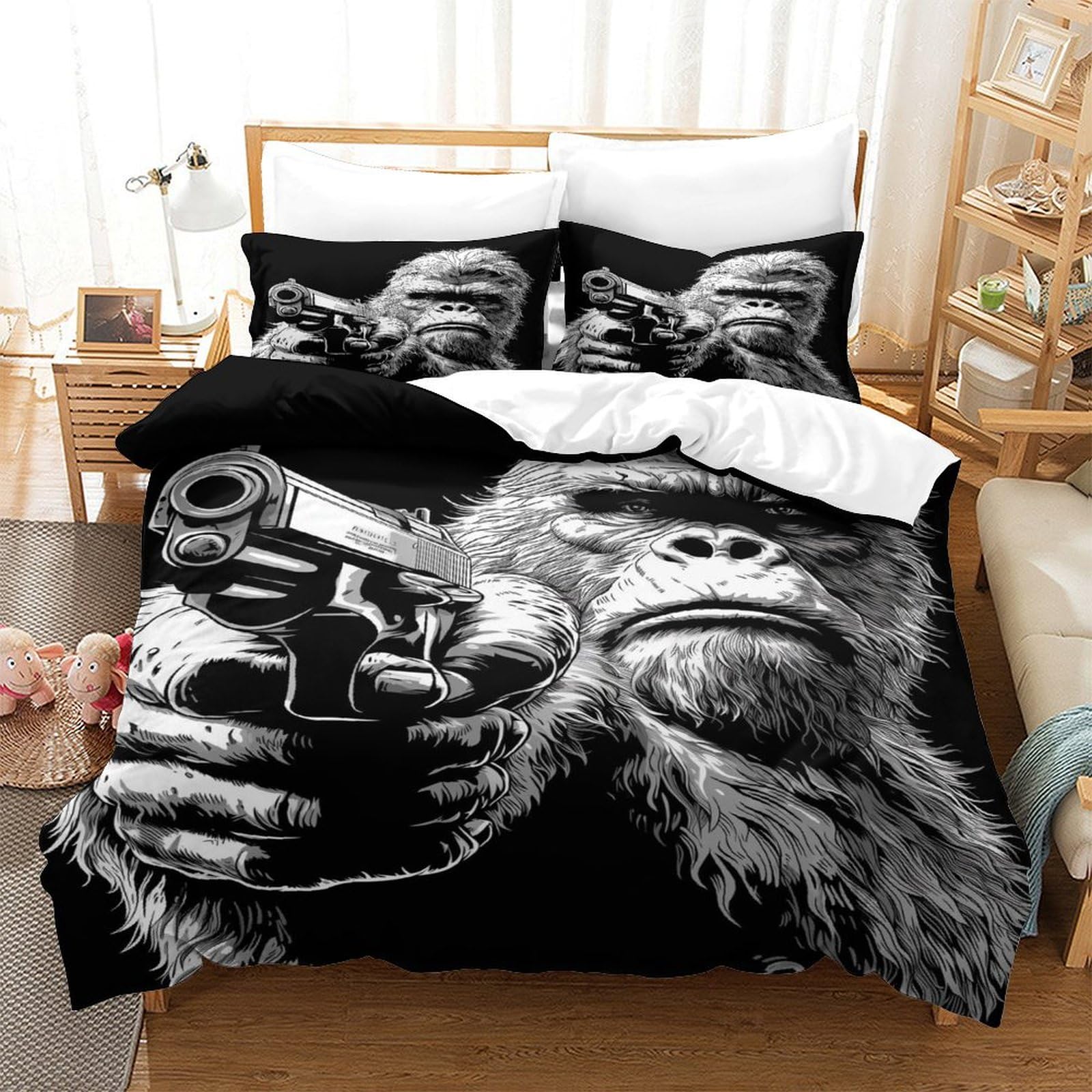 Qpirinmex Boys Orang Bedding Duvet Cover Set Soft Microfiber Kids Girls Aldult Bedding Set 3D Printe Quilt Cover Set With Zipper Closure With Pillwocase Single（140X200cm）
