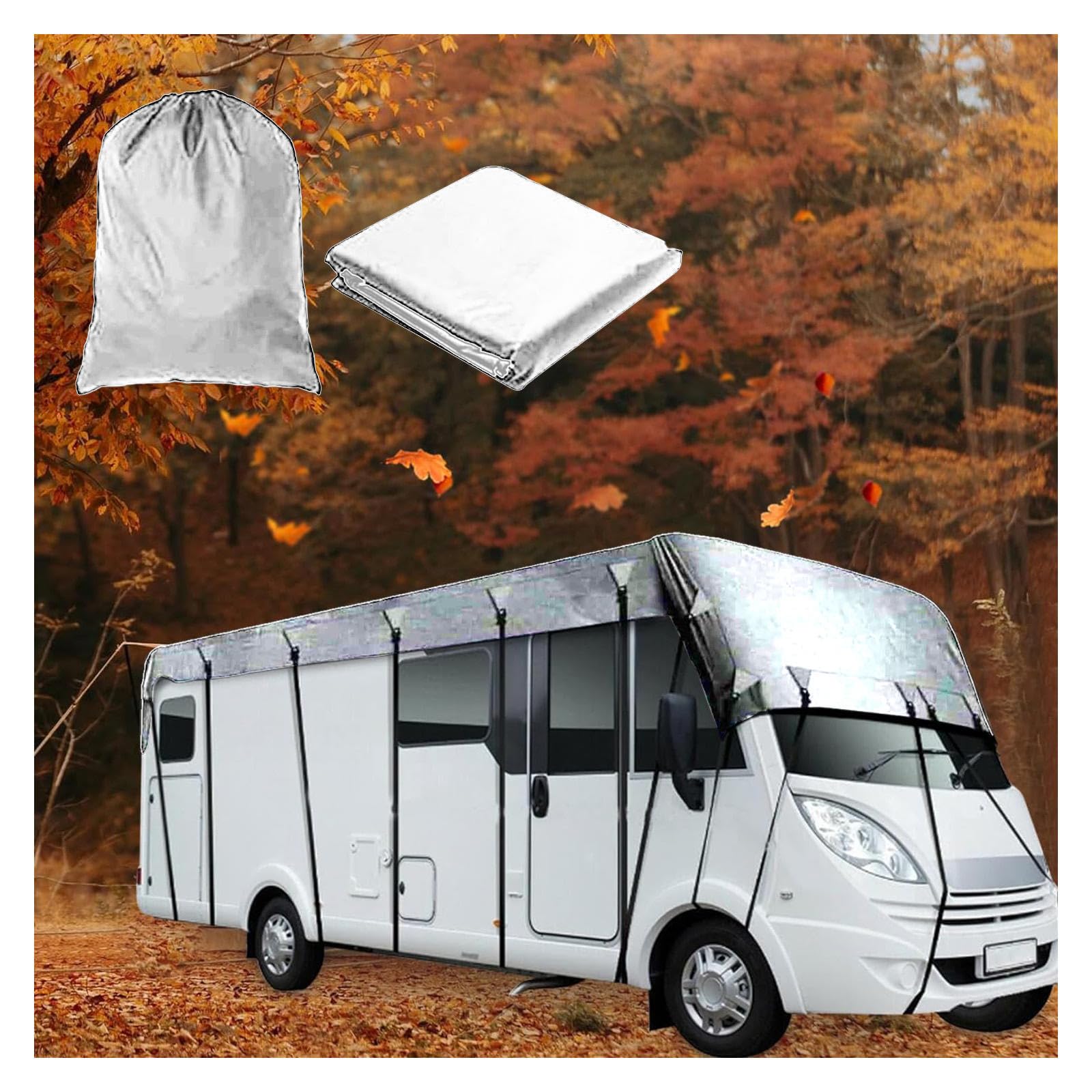 RRRYYYZZ HFKJway Truck Camper Cover 210D Oxford Cloth Rv Covers for Roof Only Foldable Storage, Easy to Clean Utility Trailer Covers Rv Cover,Grey-7.5m×3m