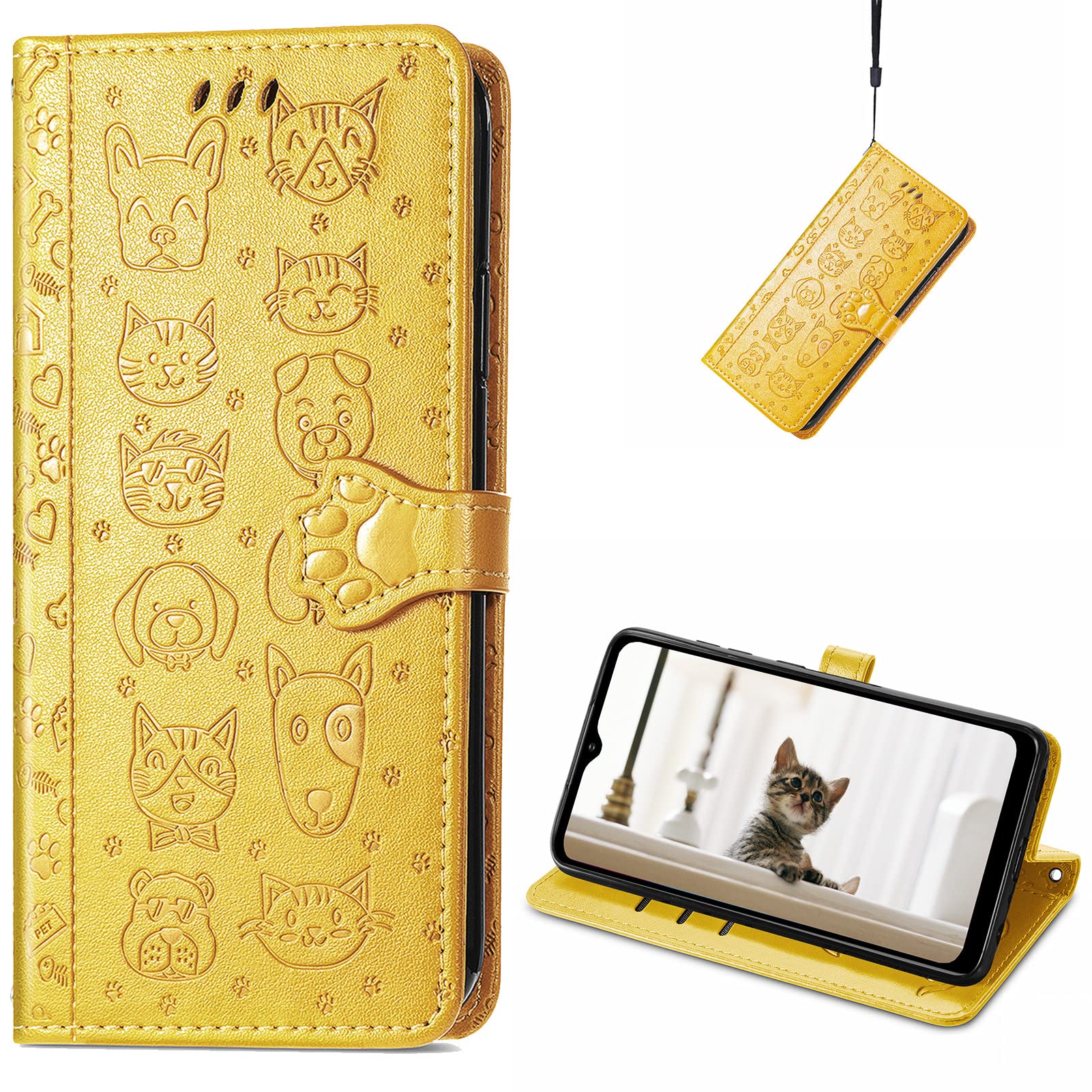 CCSmall for Samsung Galaxy S22 Ultra (Not S22) Cartoon Cute Wallet Case,Cat Dog Style Flip Phone Cover with ID Card Holder PU Leather Cases for