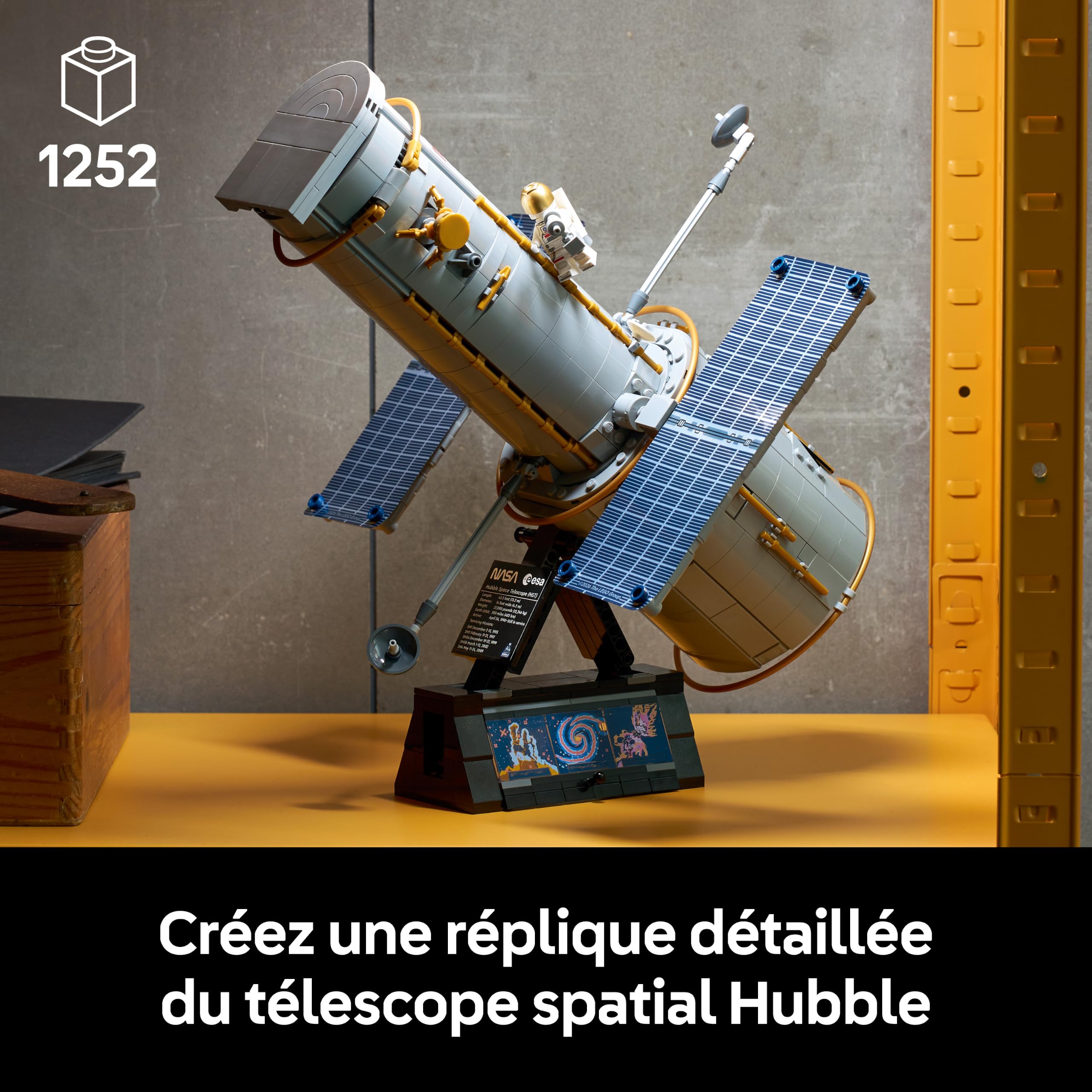 LEGO Icons Le Télescope Spatial Hubble - Maquette 3D pour Adulte - Set de Construction STEM avec Panneaux Solaires, Baie d’Instruments & Minifigurine d'Astronaute - Cadeau DIY sur l'Astronomie 11382