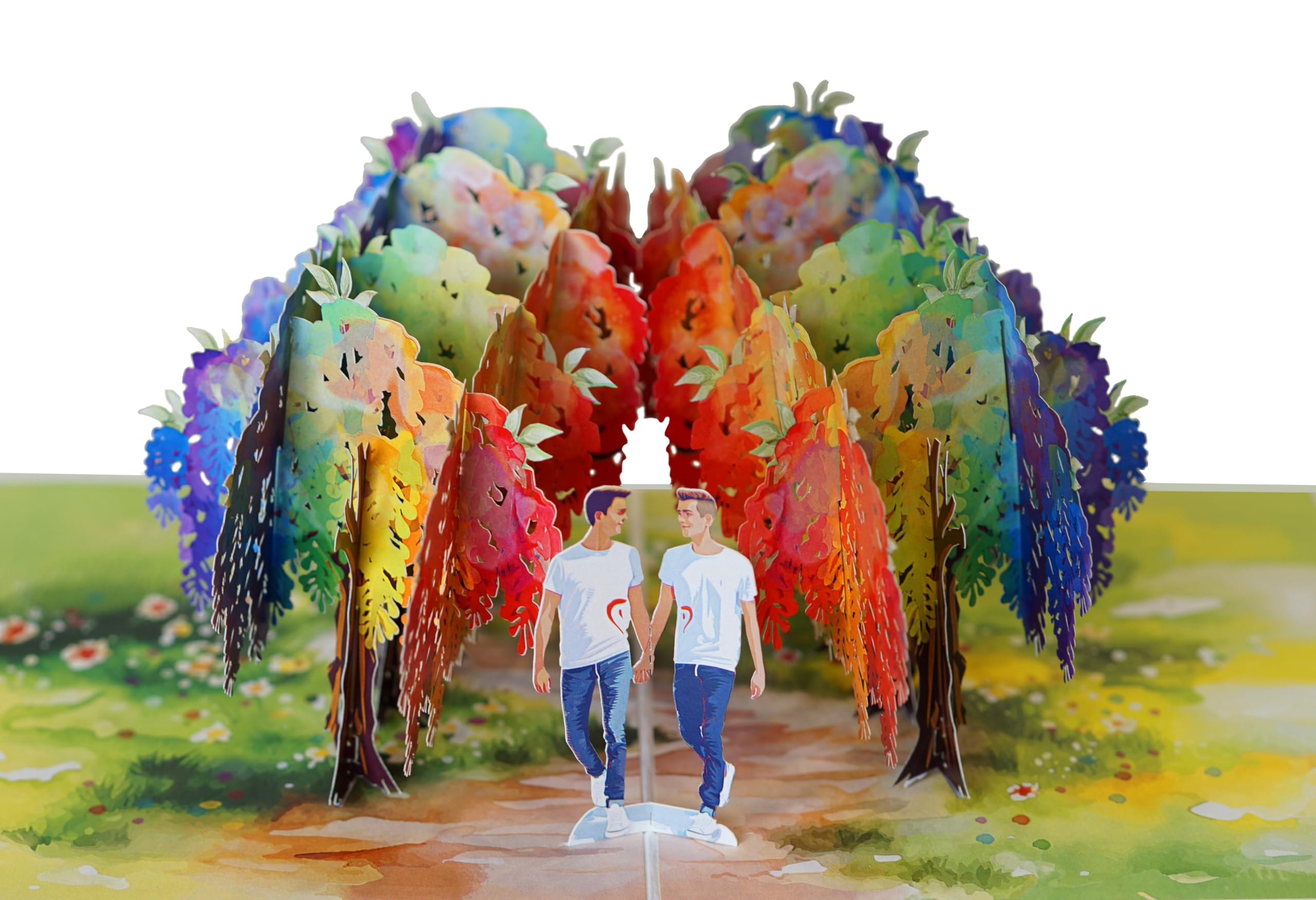 Mr and Mr Anniversary Card | 3D Valentines Day Birthday Thank You Card (Size 15x20 cm - Romantic Gay Couple)