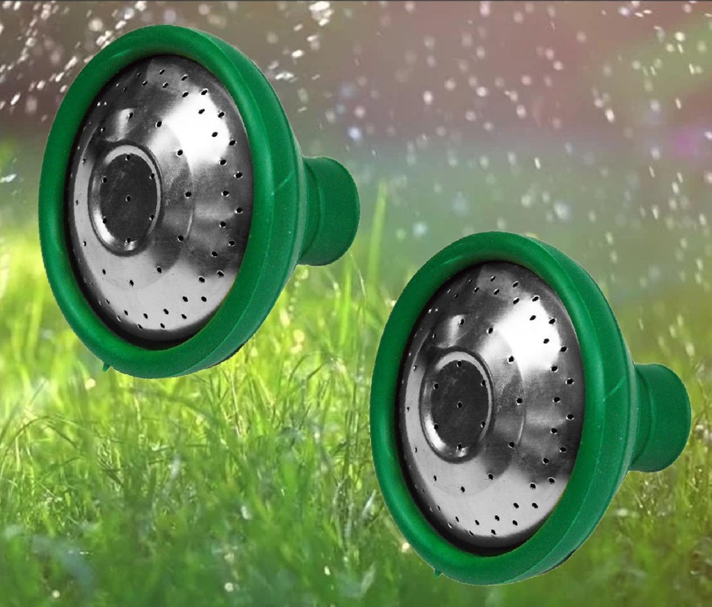 2 x Universal Garden Watering Can Rose Head Push On Flexible Fine Rose Watering Can Sprinkler, Green