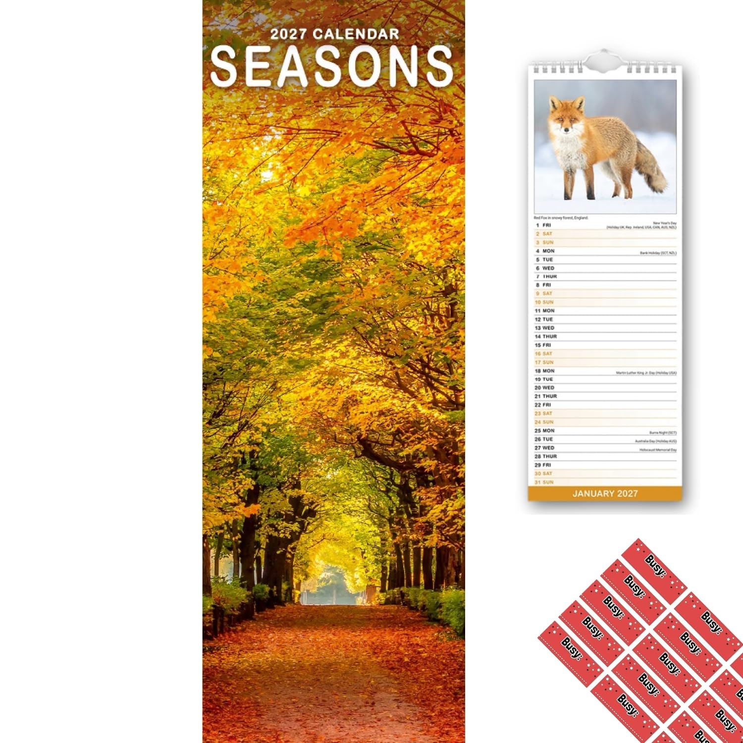 Avonside Seasons 2027 Slimline Calendar with Organisational Stickers