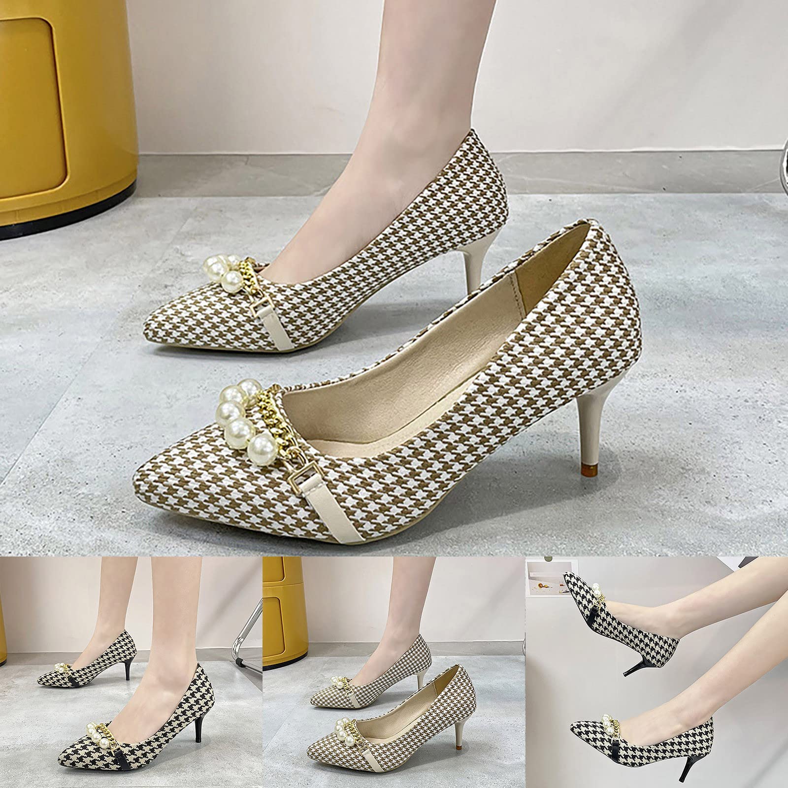 Scarpe con tacco alto da donna con tacco a spillo, comode scarpe alte | Eleganti scarpe da lavoro con punta a punta, tacco alto, scarpe da sposa per ufficio e feste