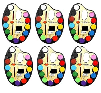 7horse 6 pcs Birthday Popper Water Color + Artist Paint Brush (Set of 6) Birthday Return Gift for Kids of All Age Group at Bulk-Multicolour