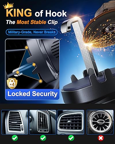 Miniatura 5 de HTU Soporte magnético para automóvil MagSafe 2025 actualizado para iPhone 16 15 Imán y succión más fuertes Soporte magnético 5 en 1 para ventilación