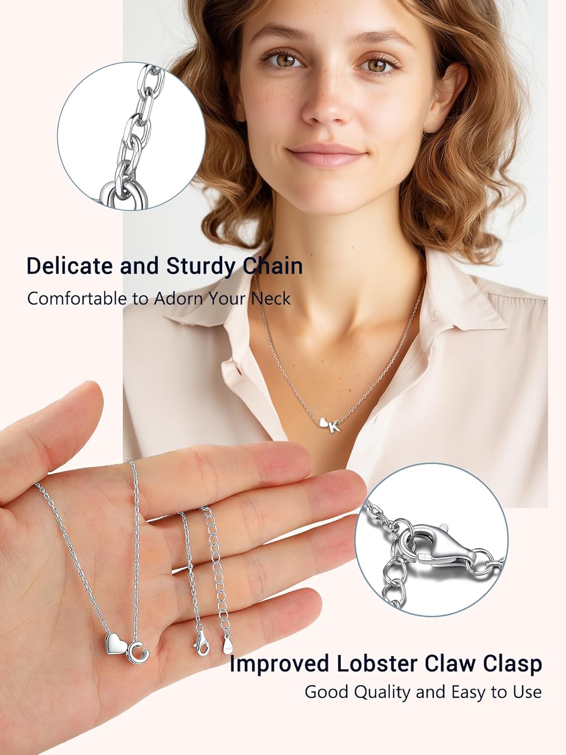 PROSILVER Initial Heart Necklace for Women, 925 Sterling Silver Tiny Heart Letter Necklace Siver, Gold Necklace, Come with Box - Image 4