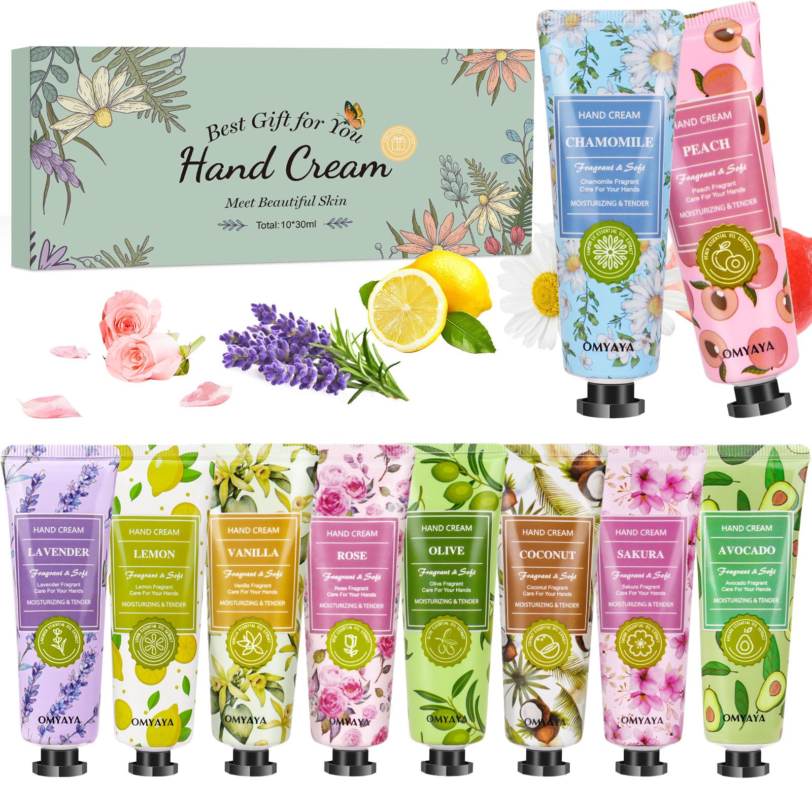 Cremas de Manos Mini Set de Regalo para Mujer 10 Unidades Crema Perfumada para Manos y Pies