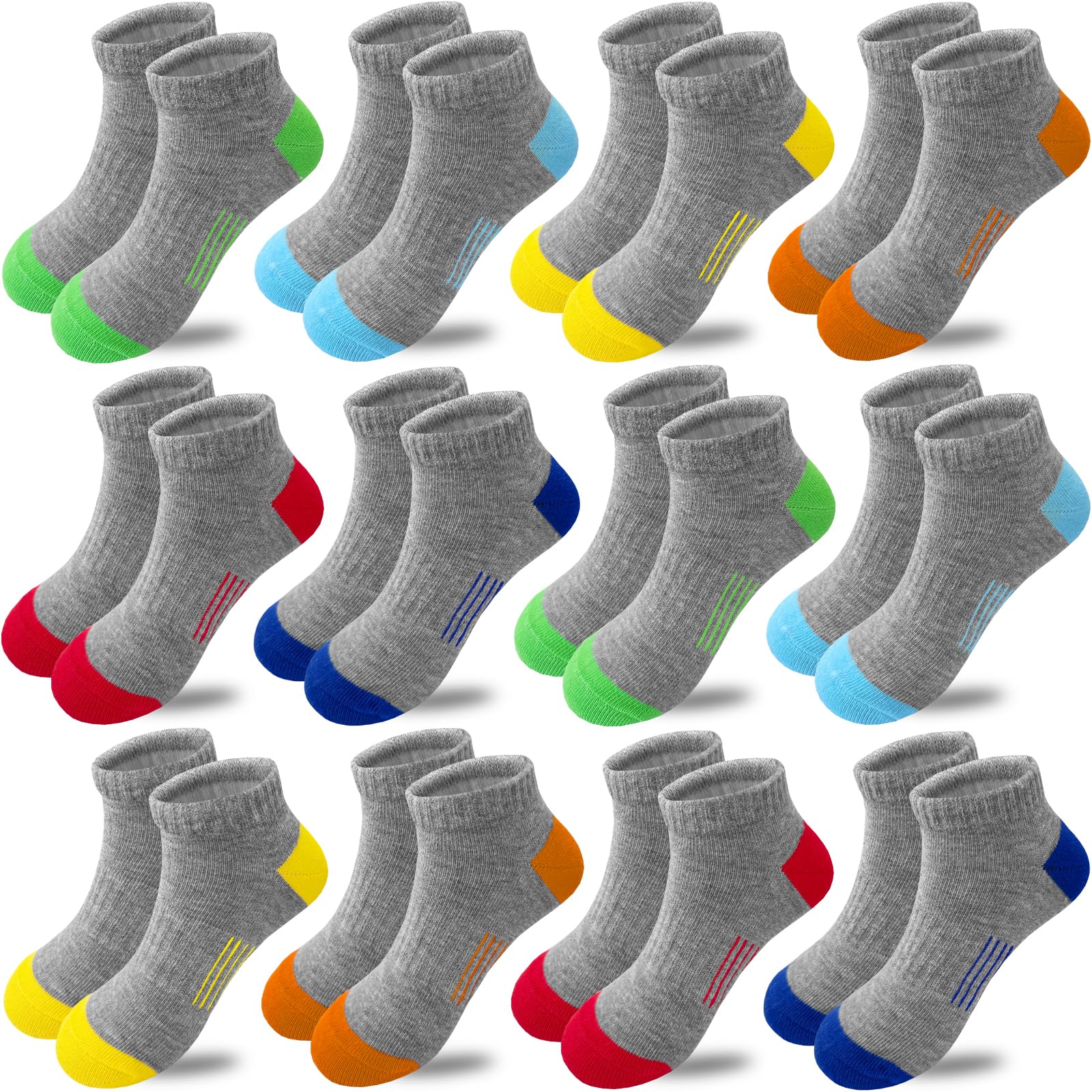 Boys Socks 12 Pairs Low Cut Ankle Sock for Boy Sport Athletic Running Sock