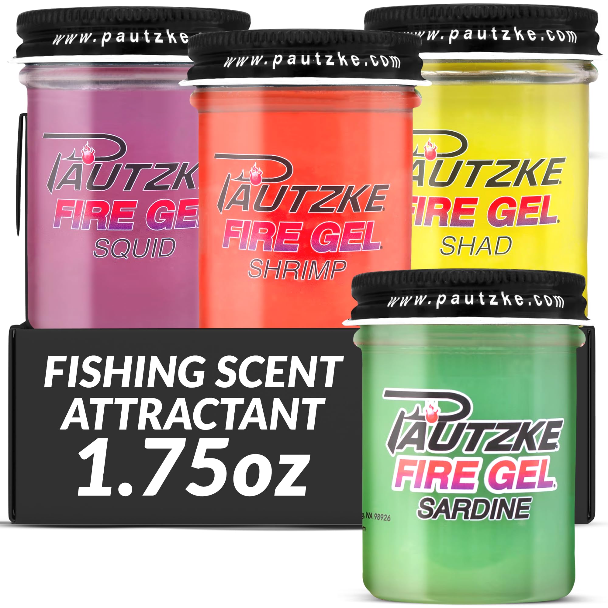 Lurwind Fire Gel Bait Saltwater Bundle(Shrimp, Shad, Squid, Sardine), Irresistible Fishing Bait for Trout, Salmon, and Crappie, Extra Potent and Long-Lasting, Easy to Apply, 1.75 Oz Each
