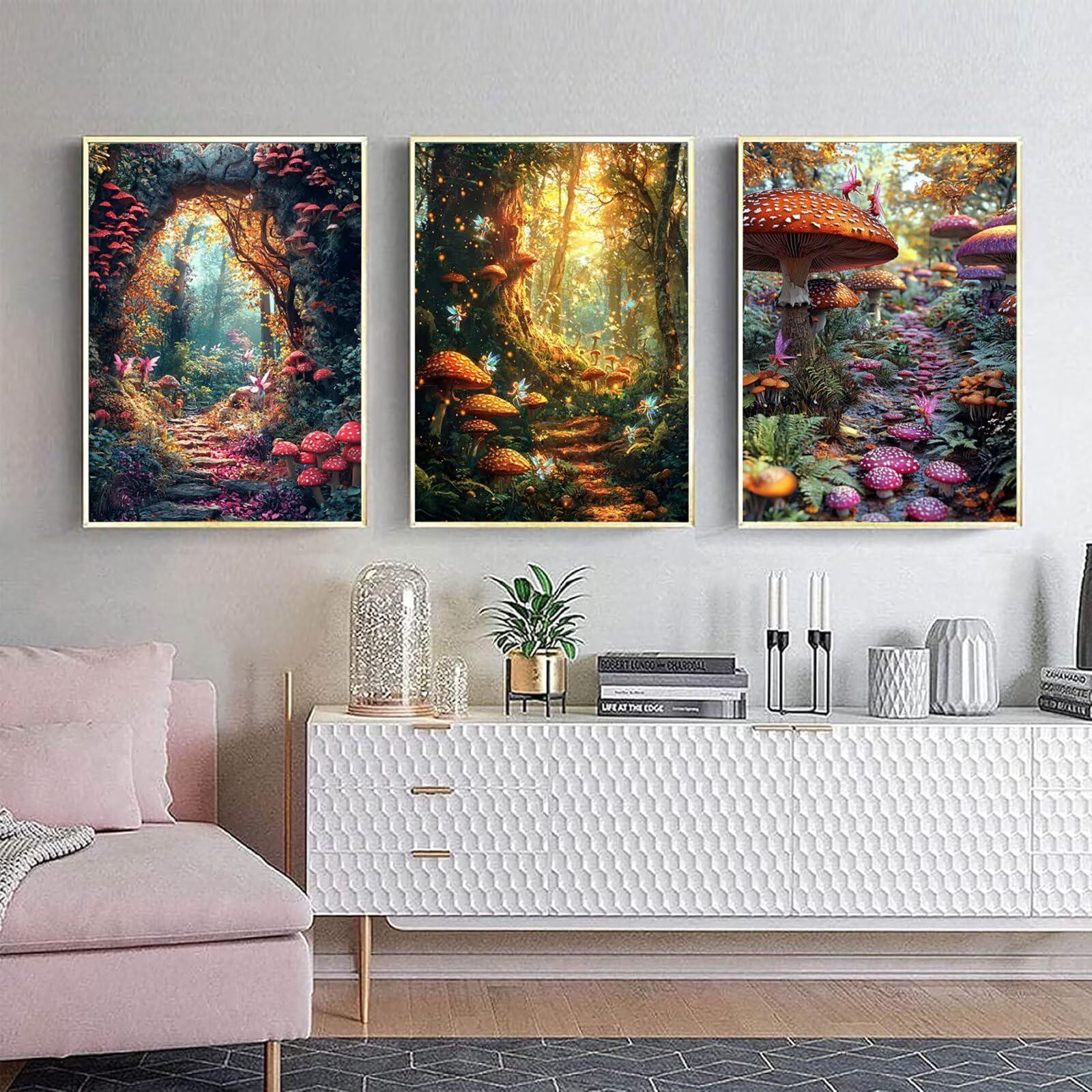 Cnyaunfi Zestaw 3 sztuk 5D las diamentowy do malowania, pełny zestaw do malowania zielonym diamentem, DIY kwadratowe wiertło diamentowe dla początkujących, diamentowe malowanie do salonu, sypialni 40