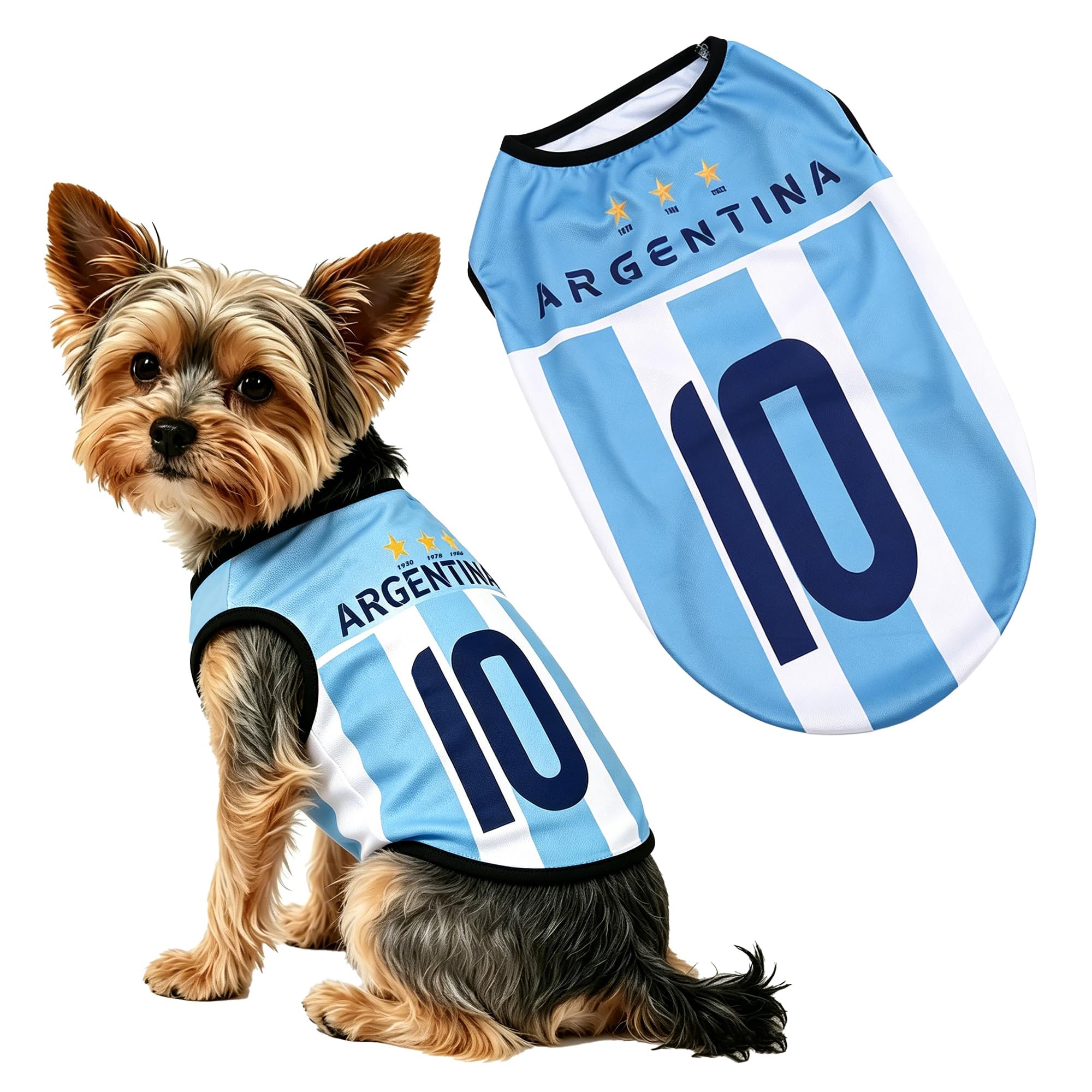 Pets Football Jersey Sports Soccer National Team Vest Cat Summer Cool Clothes Apparel Breathable Sports Costume for Dogs Dog Jersey (AR, L)