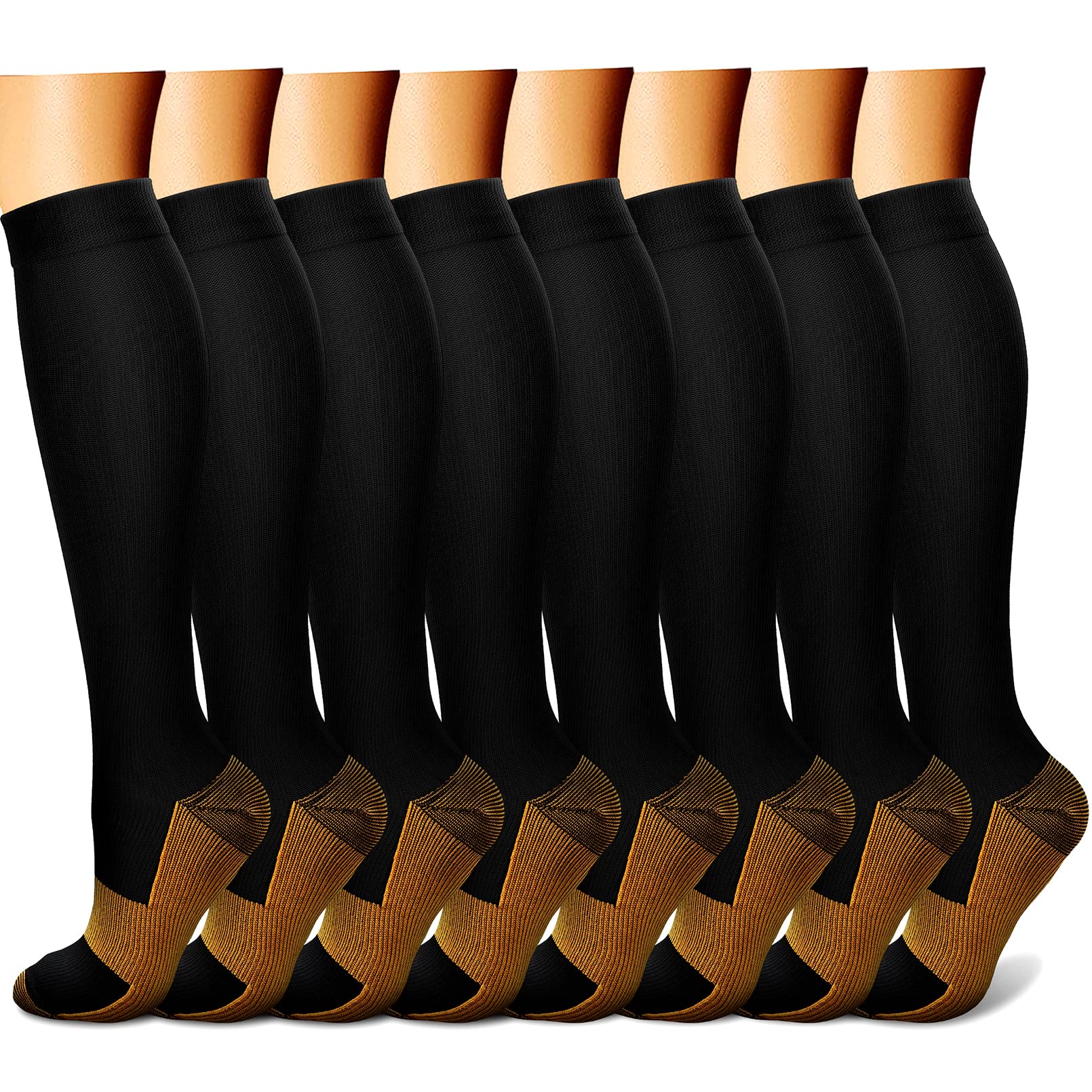 CHARMKING Compression Socks for Women &amp; Men Circulation (8 Pairs) 15-20 mmHg Best Calf Socks Support for Athletic Cycling