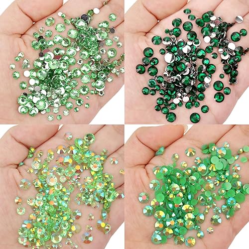 Miniatura 4 de AUREHEN 15000 unidades de diamantes de imitación de resina de la serie verde de 0.18 a 0.18 pulgadas, redondos sin termofijar, gelatina y parte