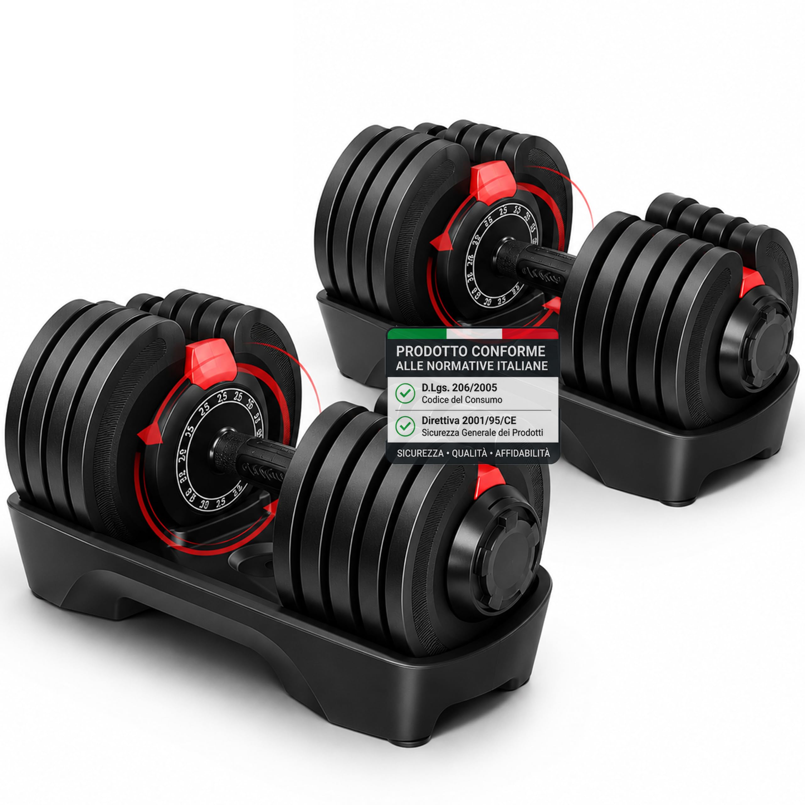 GOVITA NEW Set di Manubri Regolabili A Carico Variabile Pesi bilanciere Allenamento Corpo Home Palestra Casa Manubri Pesanti regolazione rotatoria