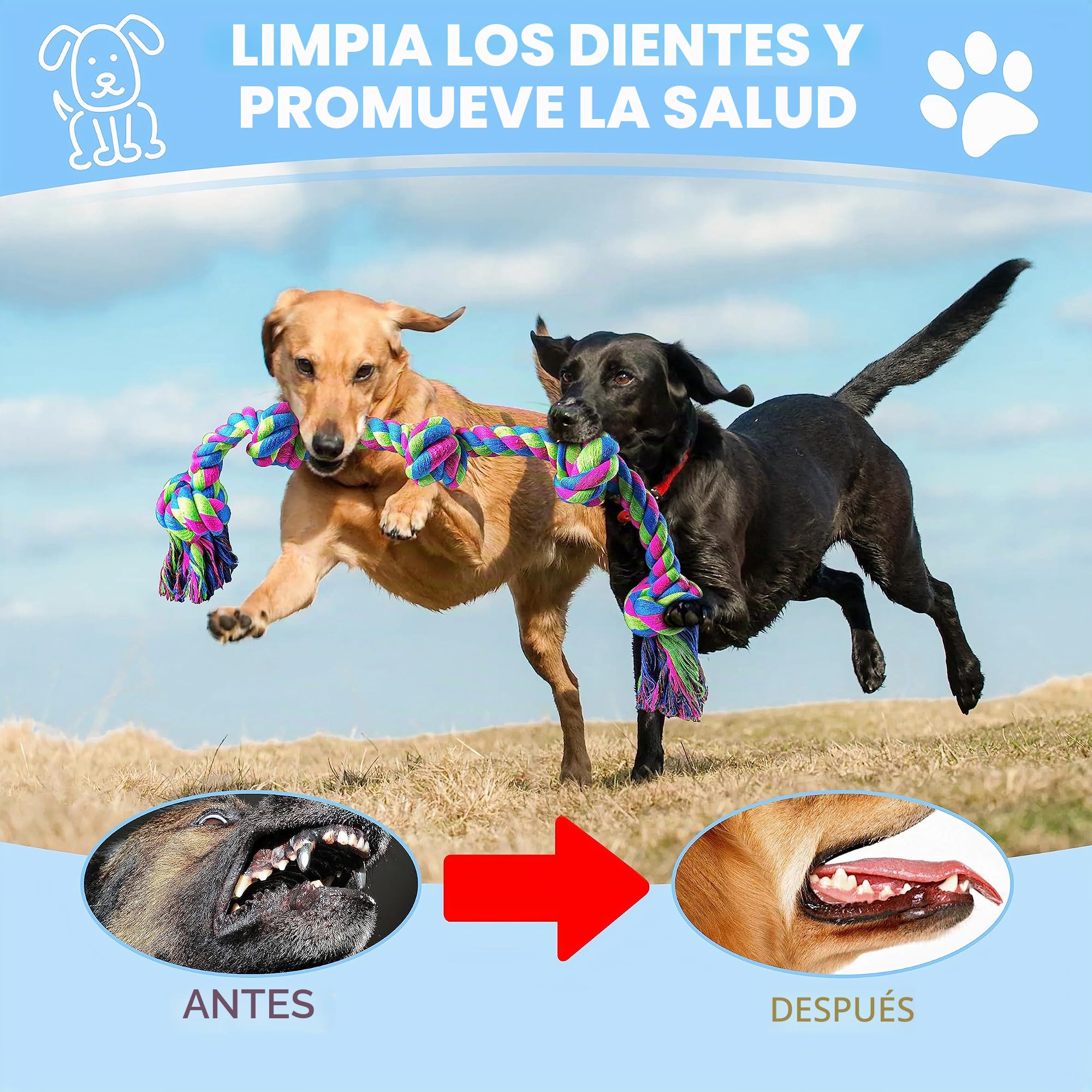 Aitmexcn Juguetes de cuerda para perros grandes y medianos masticadores de perros, juguetes indestructibles para masticar perros, juguete resistente para limpiar los dientes, tira de la guerra