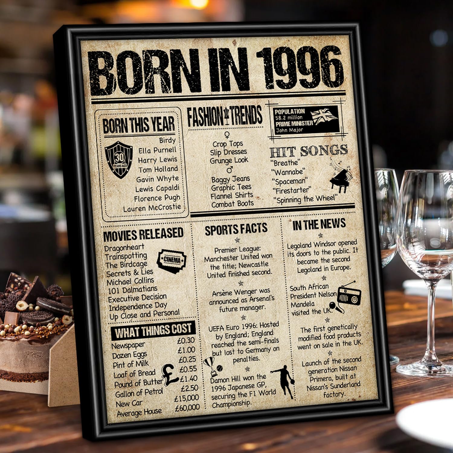 Benjia 1946 Poster Framed UK, Happy 80th Birthday Sign Card Party Decor Supplies Home Decoration Birthday Gift 80 Years Old Wedding Newspaper For Men Women (8x10 inch, Vintage) — view 10