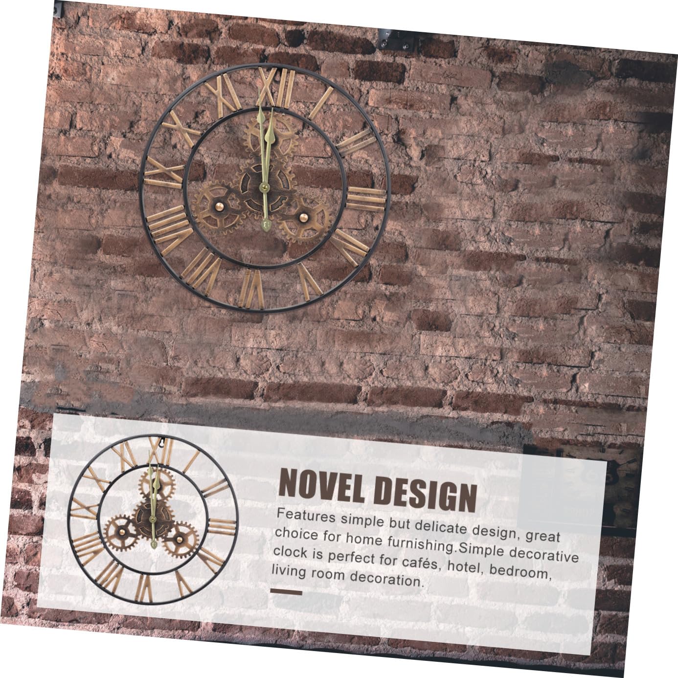 Reloj de Pared Redondo de Hierro Estilo Industrial Americano para Decoración de Sala y Dormitorio