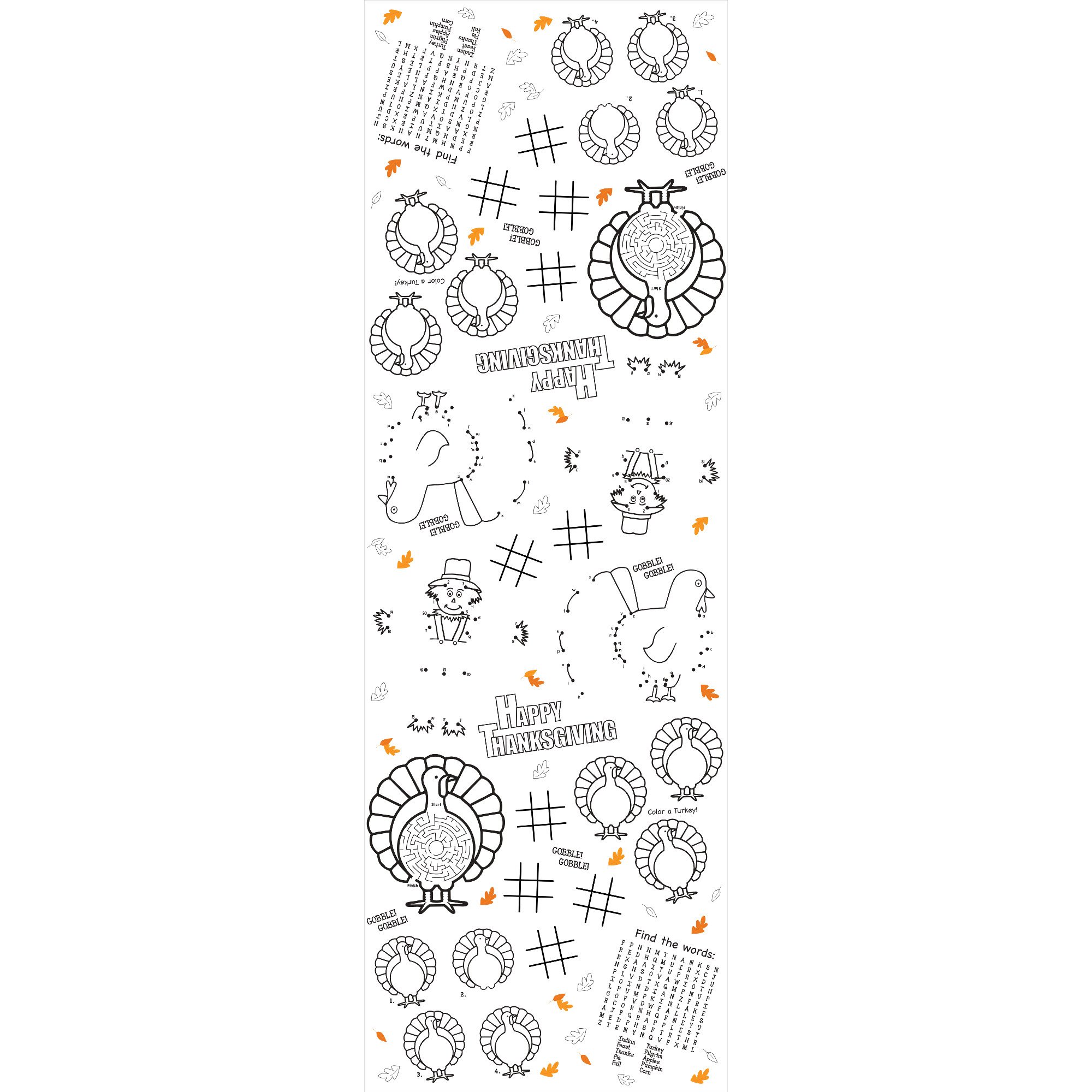Creative Converting Thanksgiving Activity Bundle - 8 Kids Coloring Placemats & Table Cover For Family Dinners - View #6