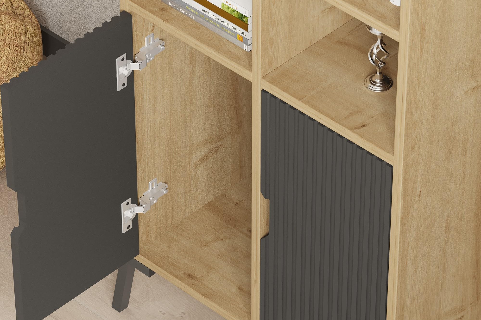 Hanah Home Bookshelf, Sapphire Oak Antracite, Taglia Unica