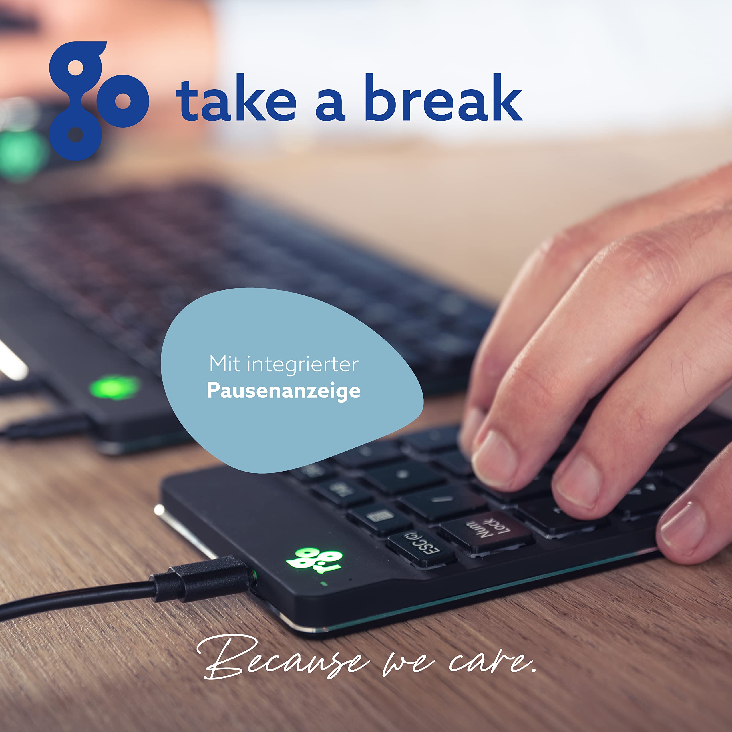 R-Go Tools R-Go Numpad Break, Numerische Zusatztastatur mit USB-Anschluss, Kabelgebunden, Schwarz, RGOCONMWDBL