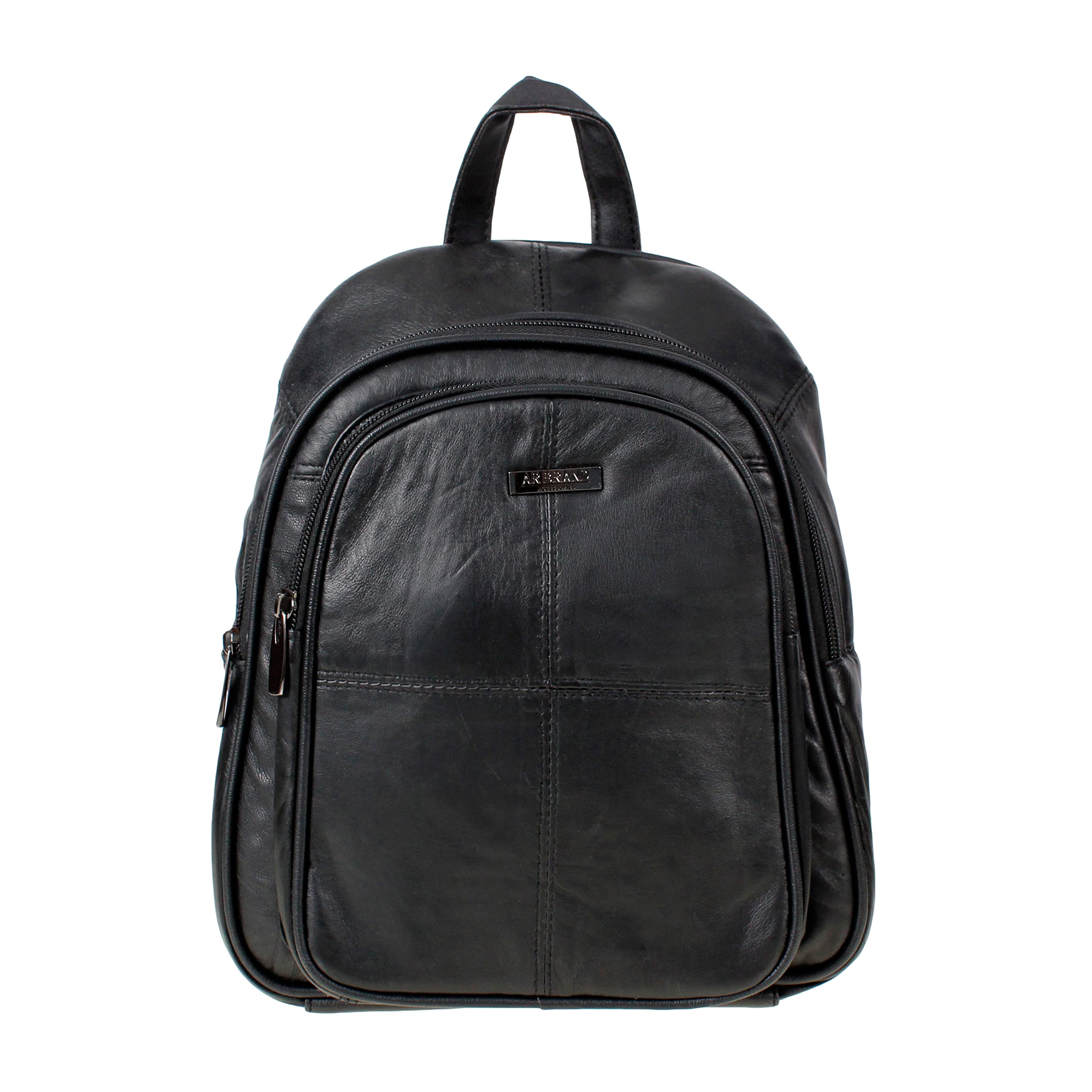 Ar Brand Est. 2021 Women's Black Real Genuine Soft Nappa Leather Backpack With Security Pocket