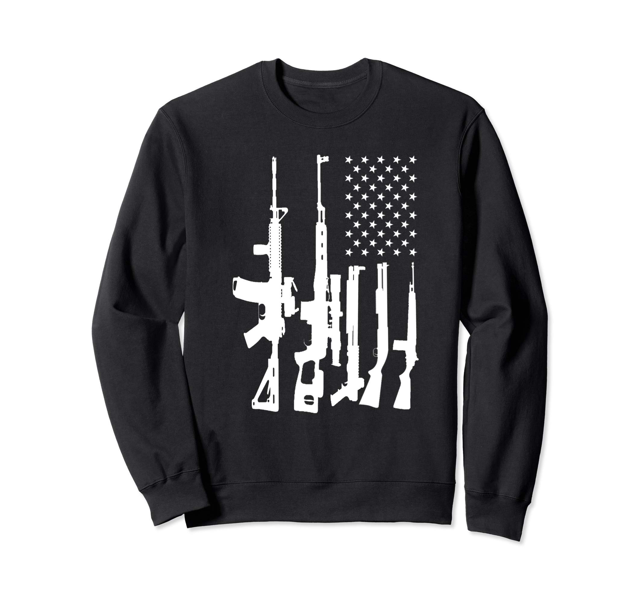 MericanShirtsAmerican Flag Gun Shirt Stars with Shotgun Sniper AR15 Guns Sweatshirt