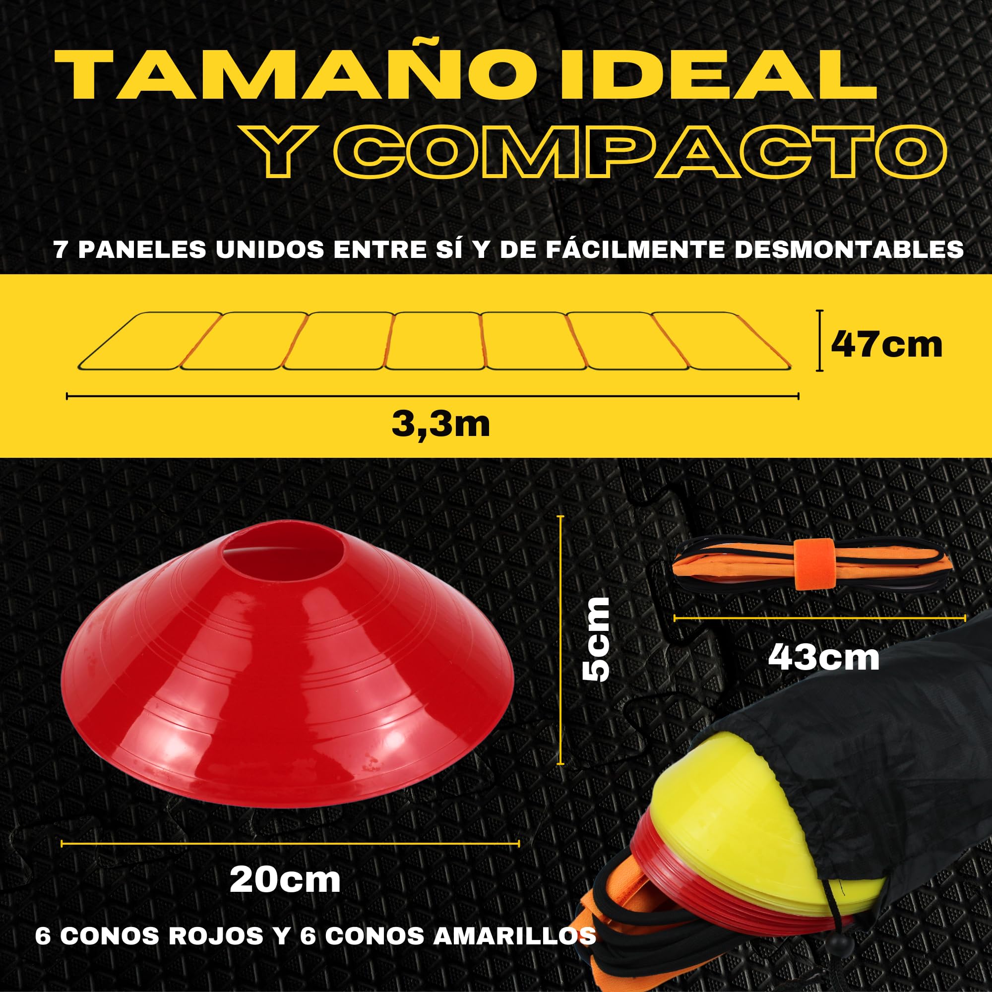Kit Avanzado de Entrenamiento de Fútbol: Escalera de Entrenamiento Plegable y Ajustable + Conos de Entrenamiento + Bolsa para guardarlo.